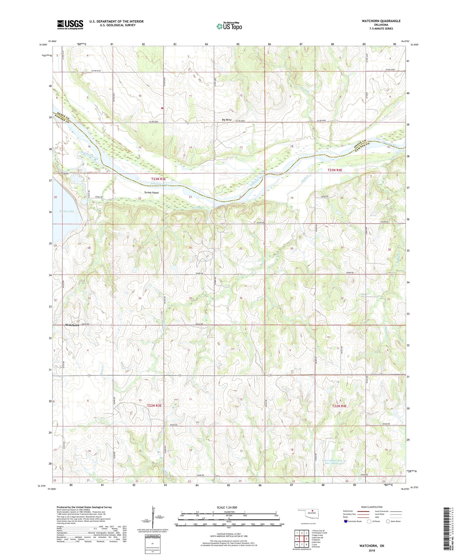 Watchorn Oklahoma US Topo Map Image