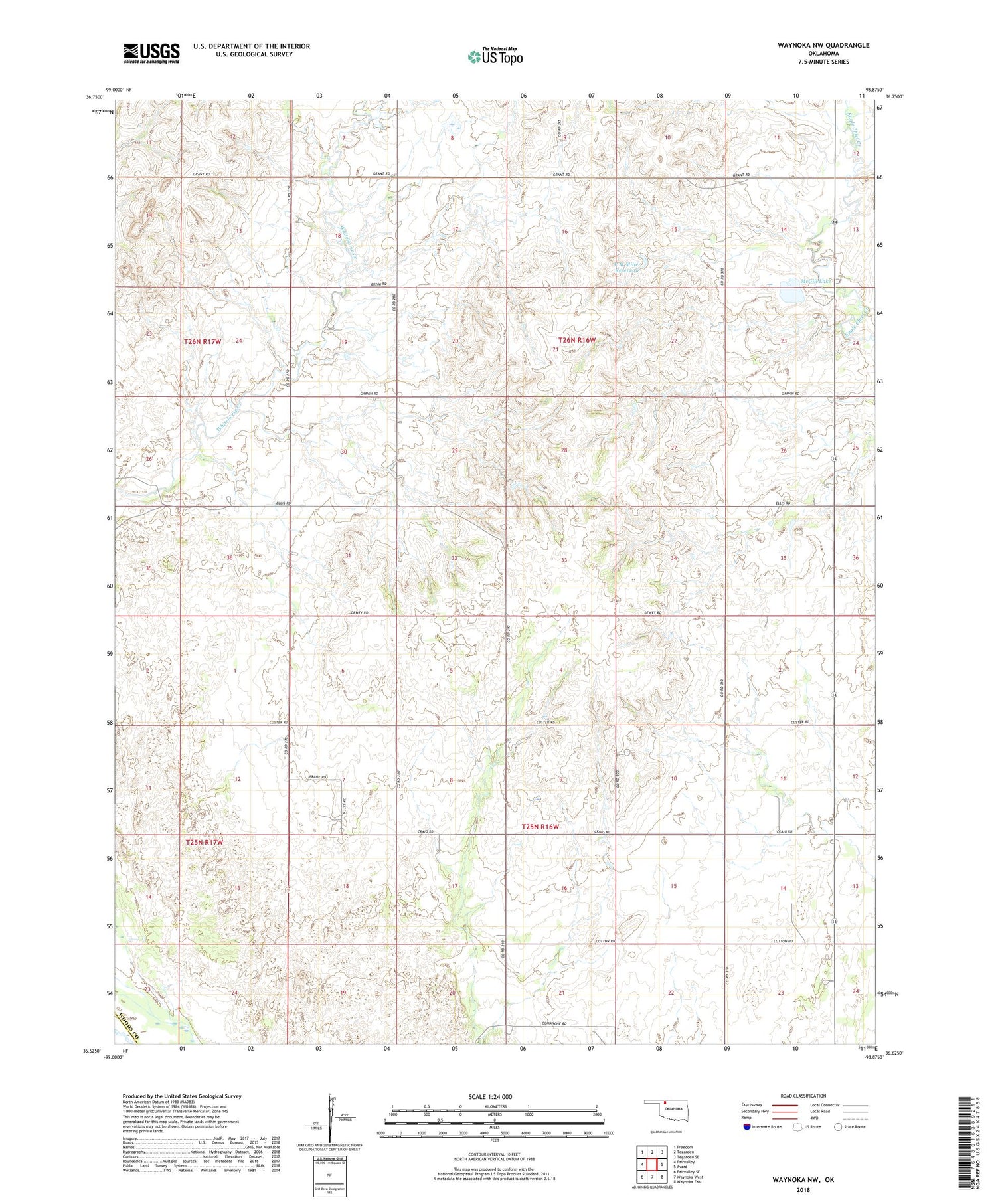 Waynoka NW Oklahoma US Topo Map Image