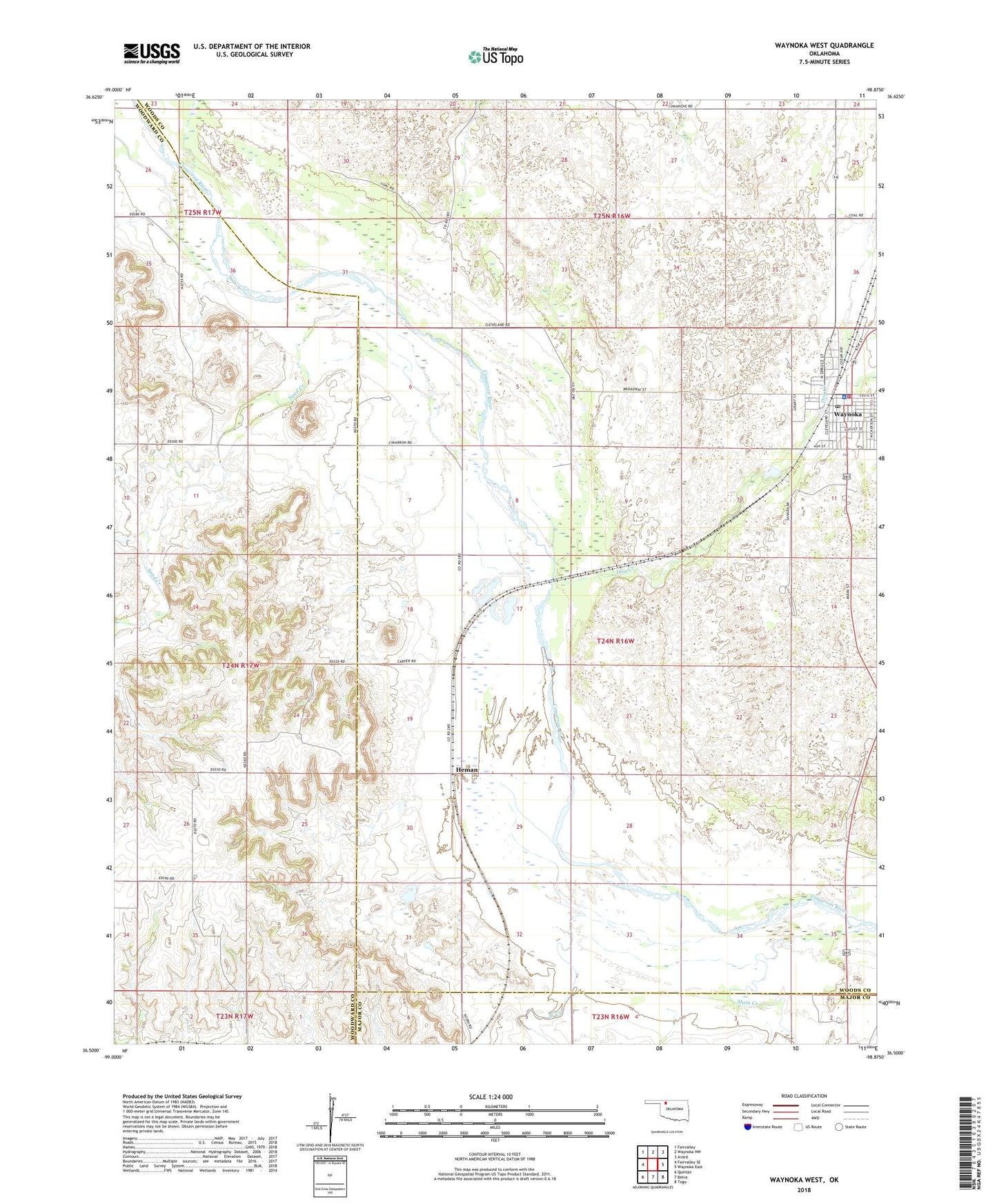 Waynoka West Oklahoma US Topo Map Image
