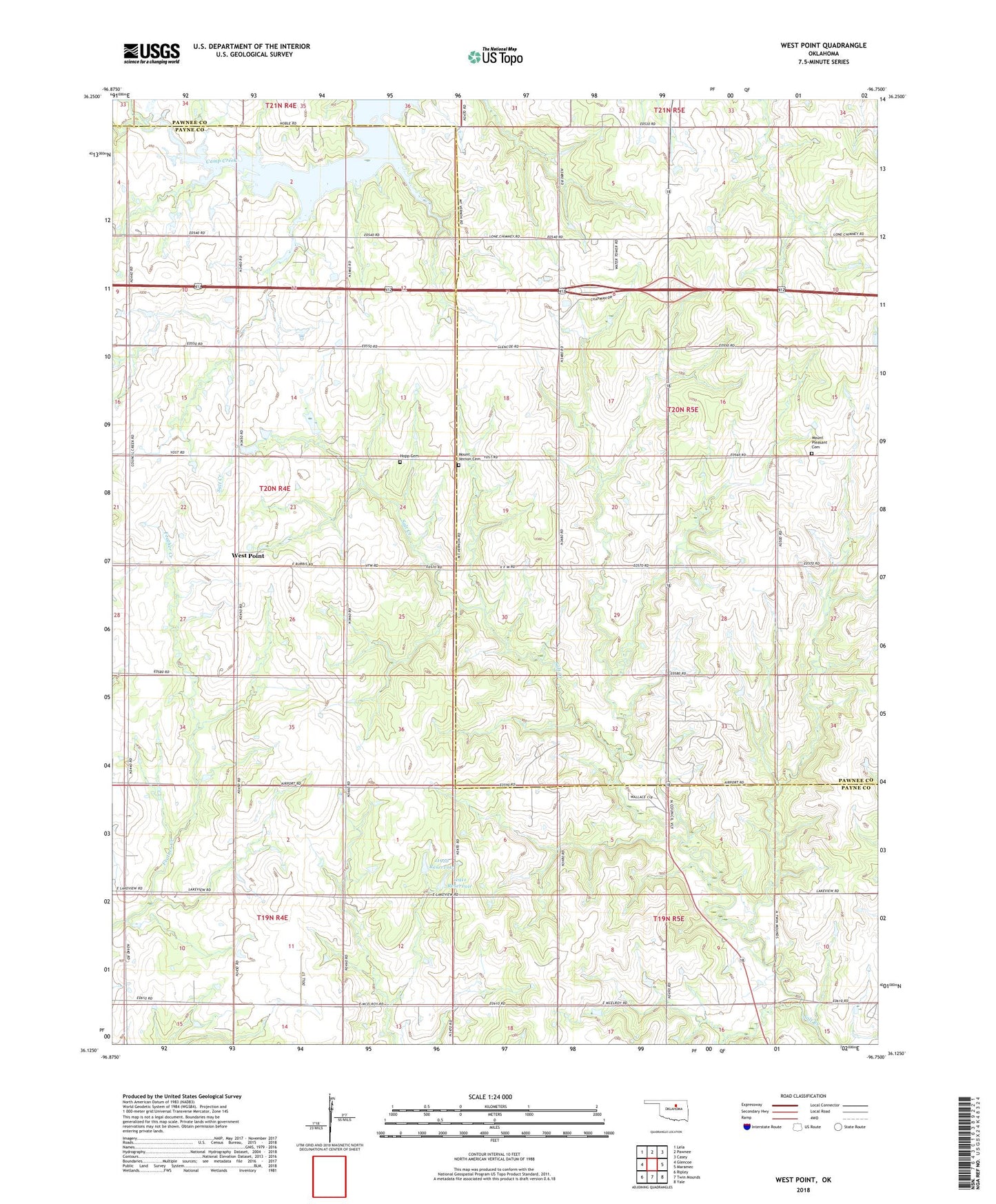 West Point Oklahoma US Topo Map Image