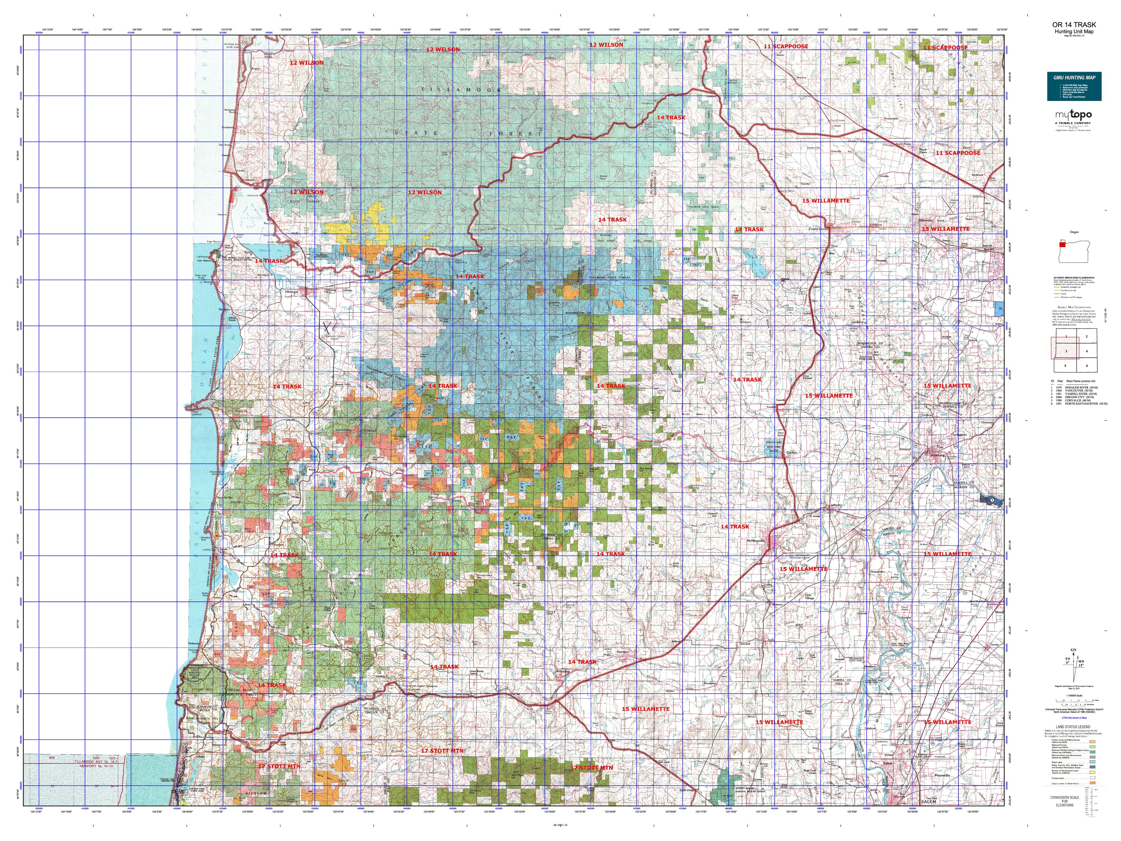 Oregon GMU 14 Trask Map – MyTopo Map Store