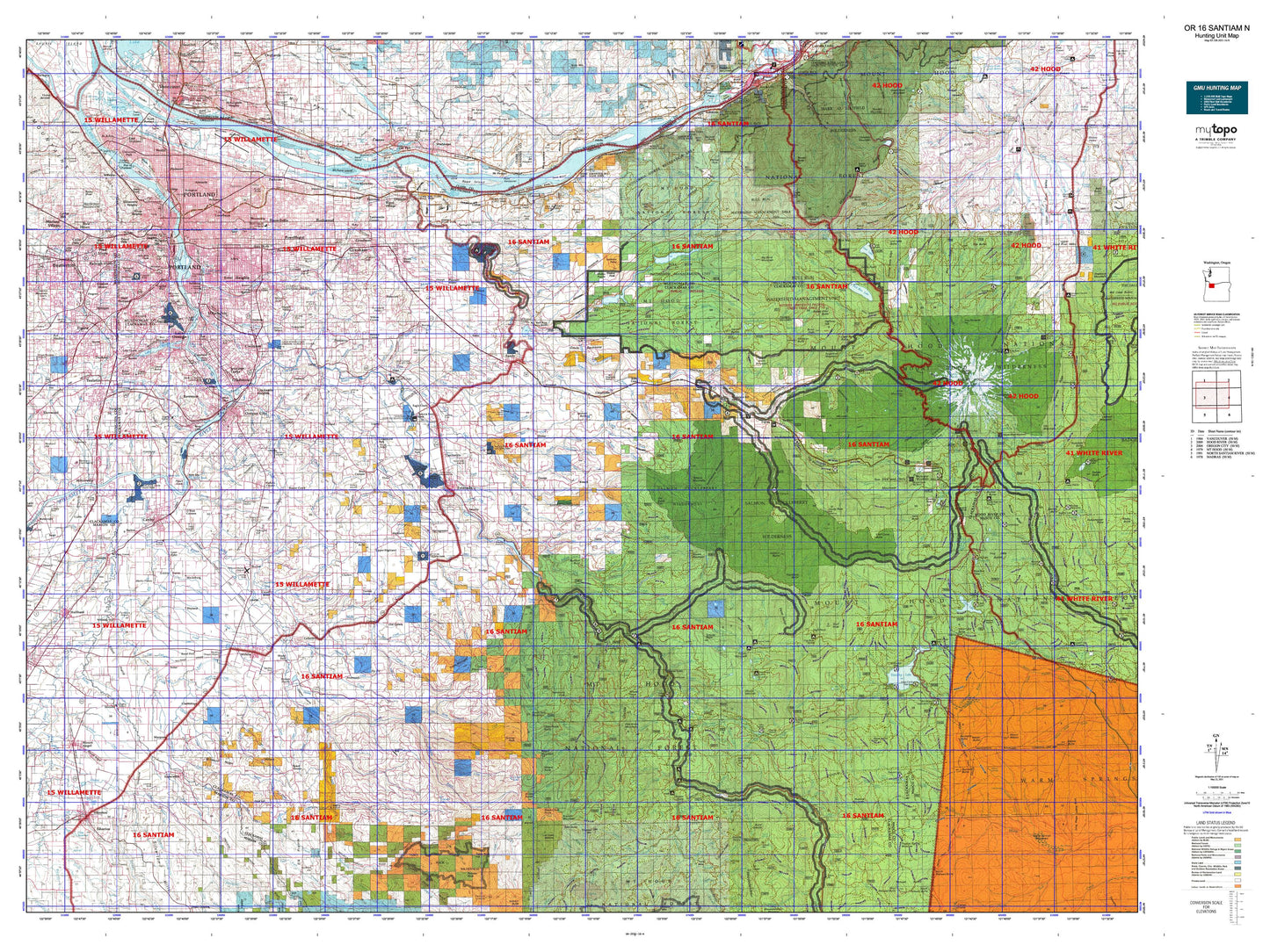 Oregon GMU 16 Santiam N Map Image