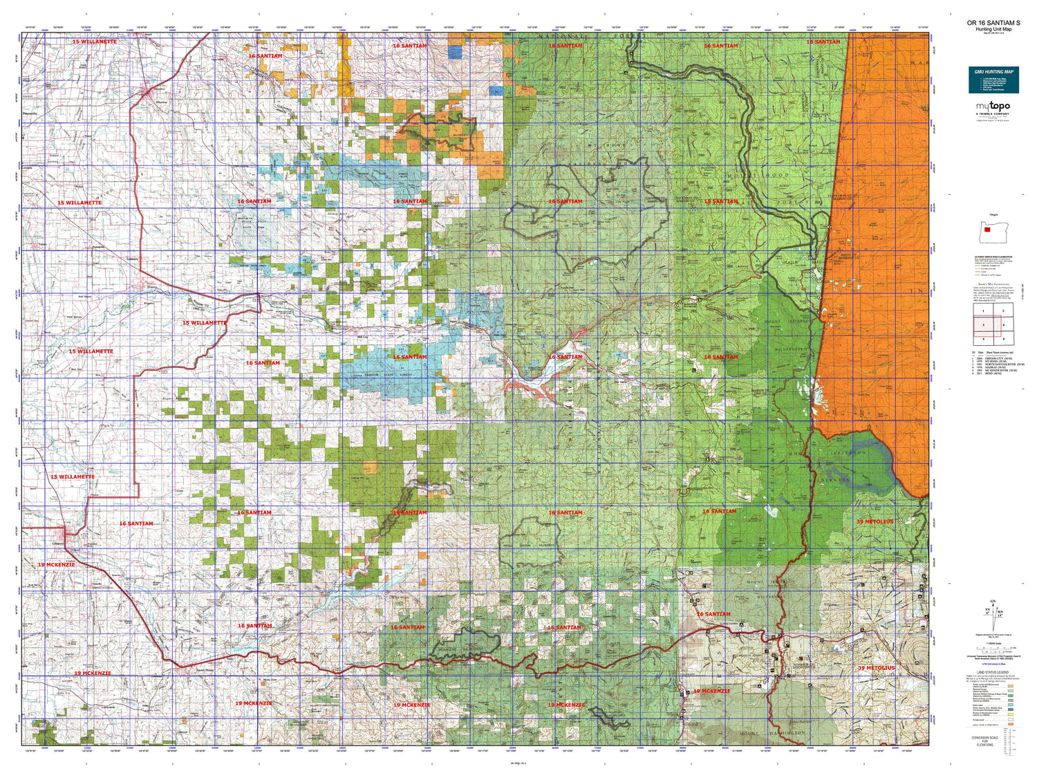 Oregon GMU 16 Santiam S Map Image