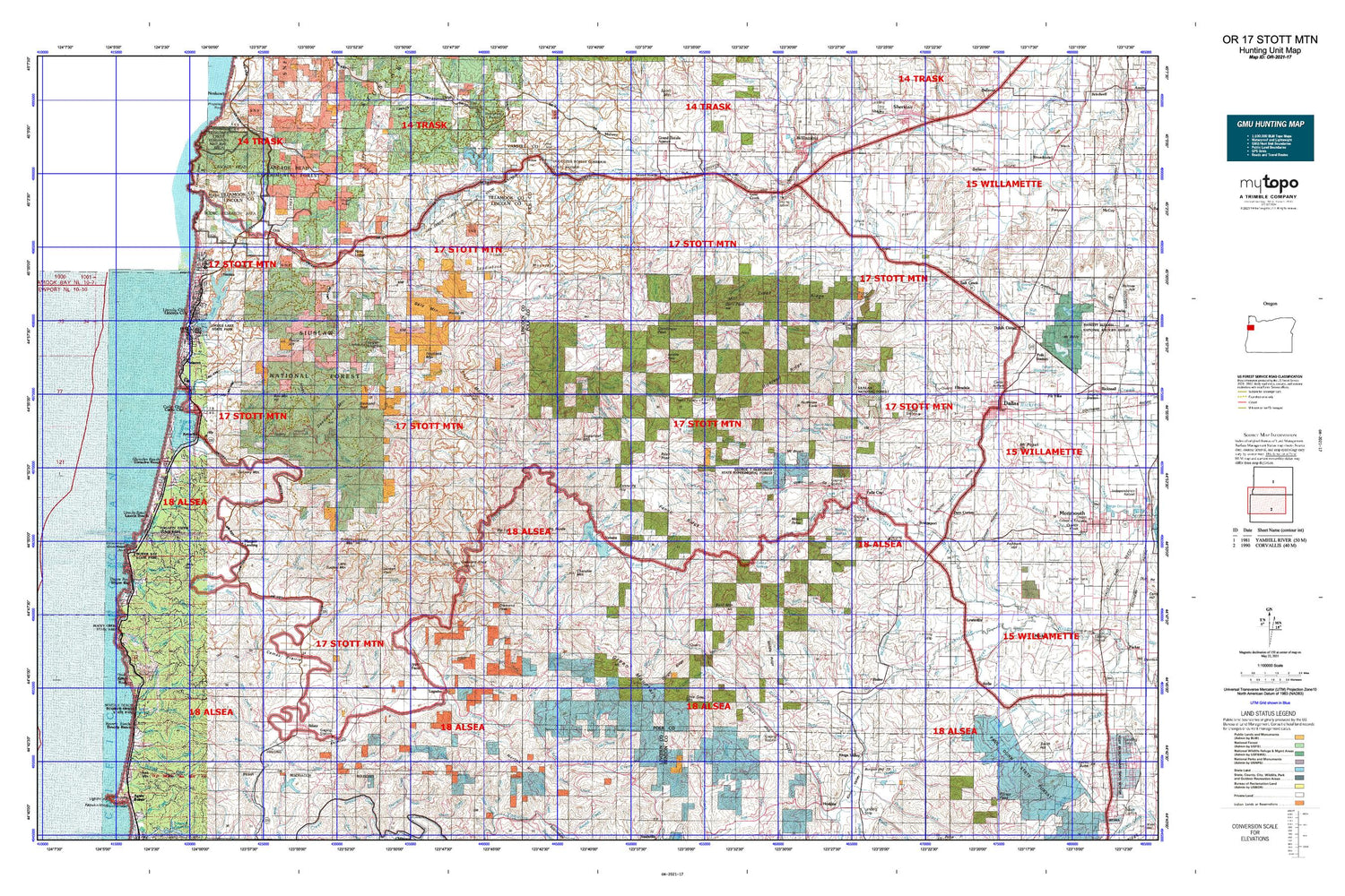 Oregon GMU 17 Stott Mtn Map Image