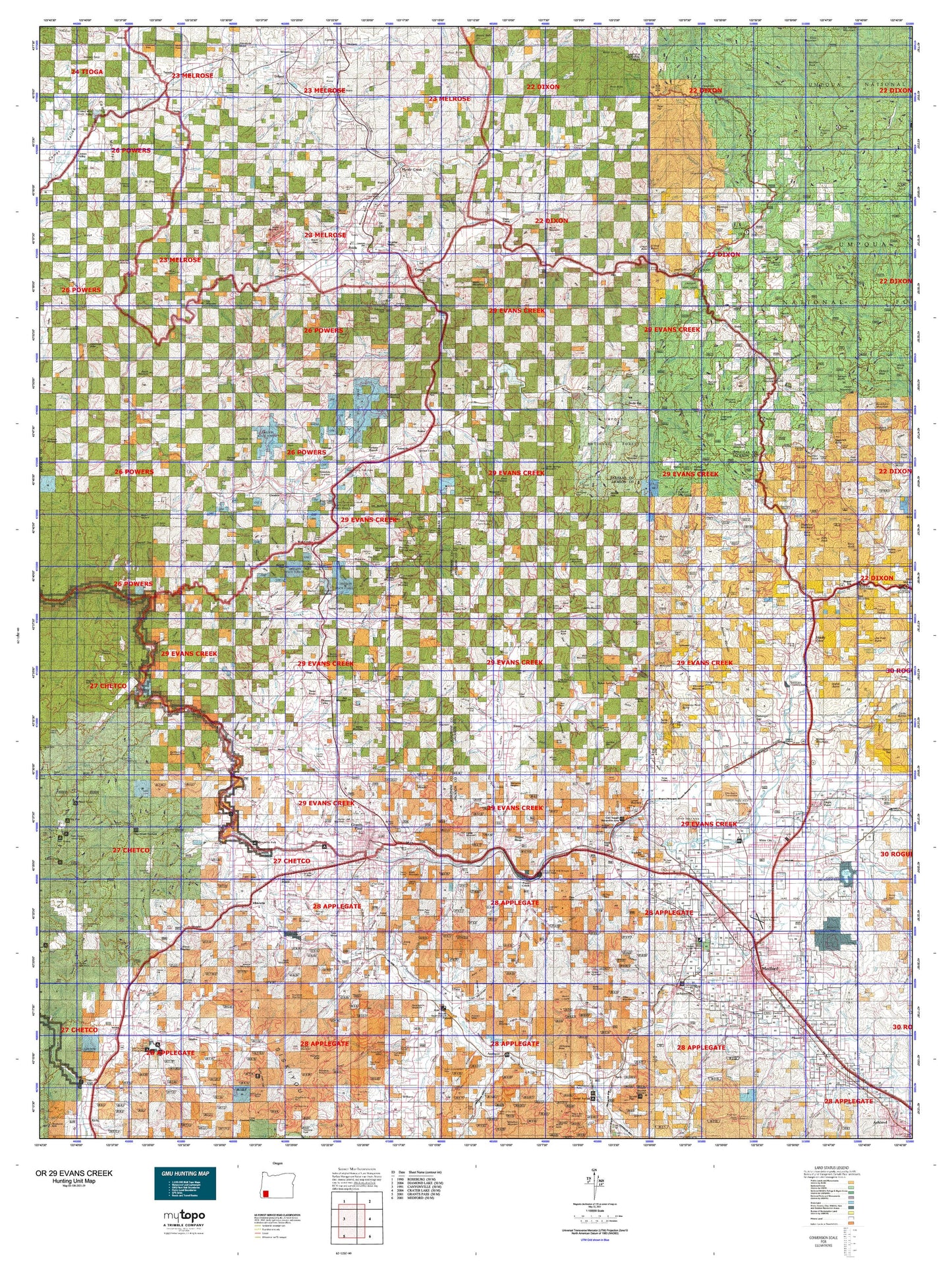 Oregon GMU 29 Evans Creek Map Image