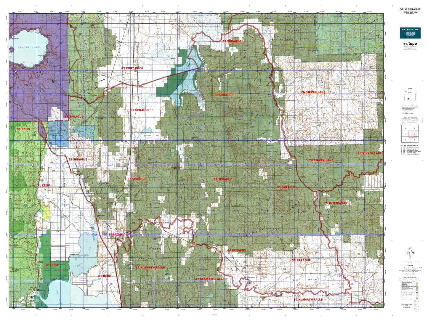 Oregon GMU 33 Sprague Map Image