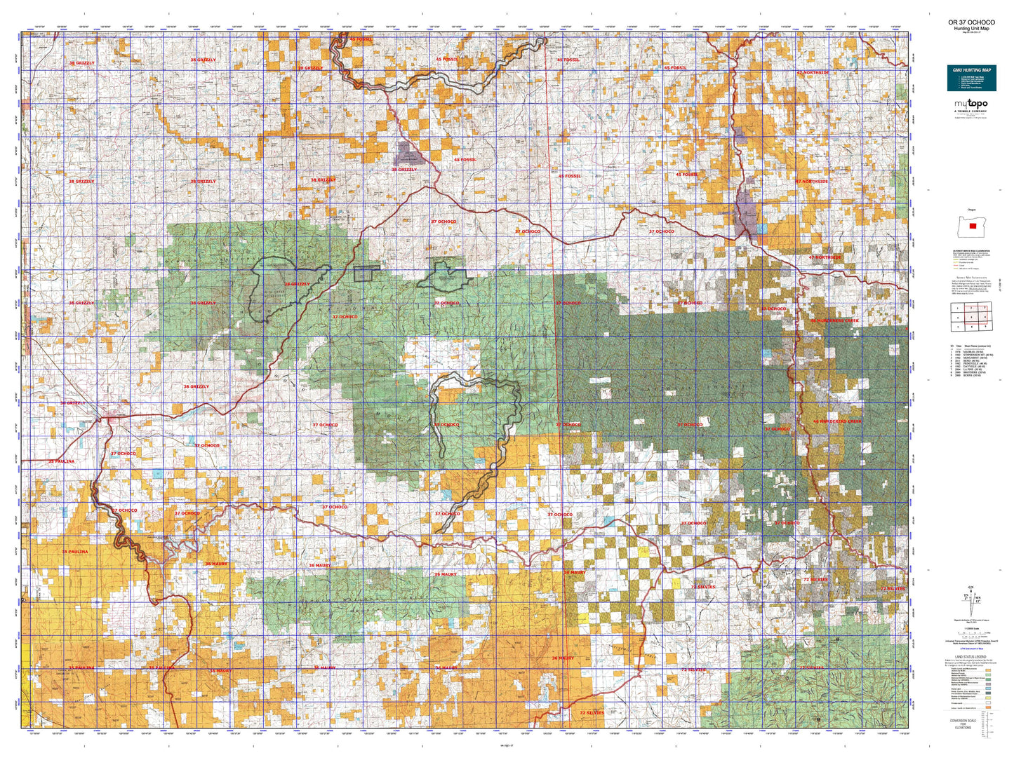 Oregon GMU 37 Ochoco Map Image