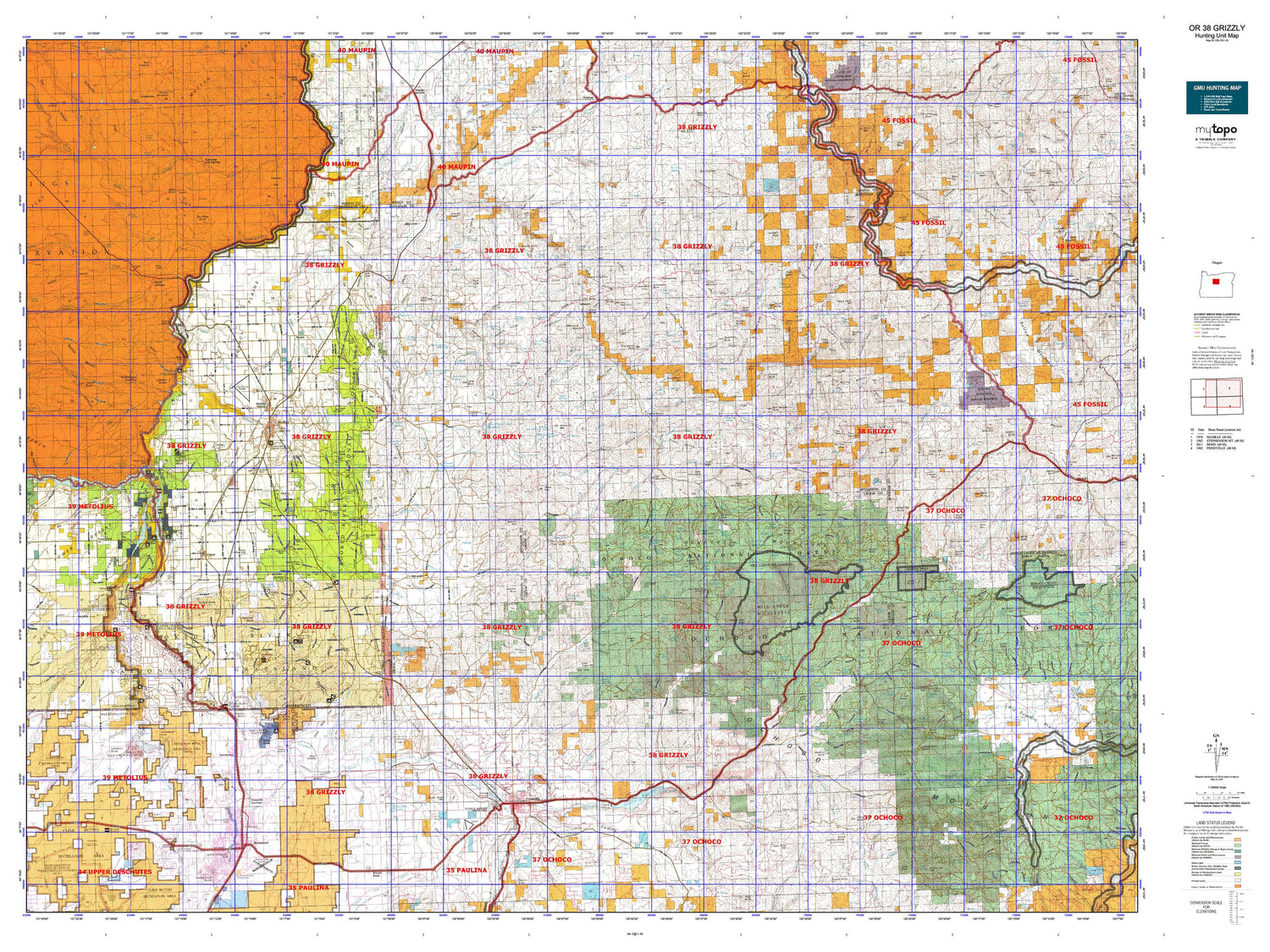 Oregon GMU 38 Grizzly Map Image