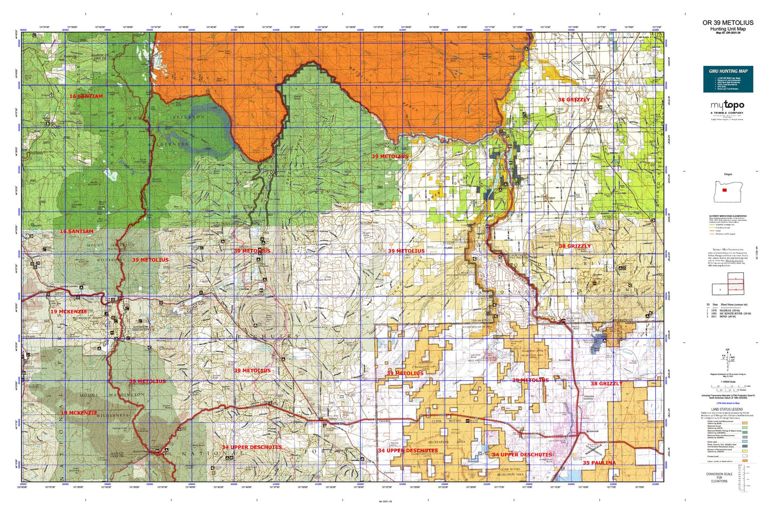 Oregon GMU 39 Metolius Map Image