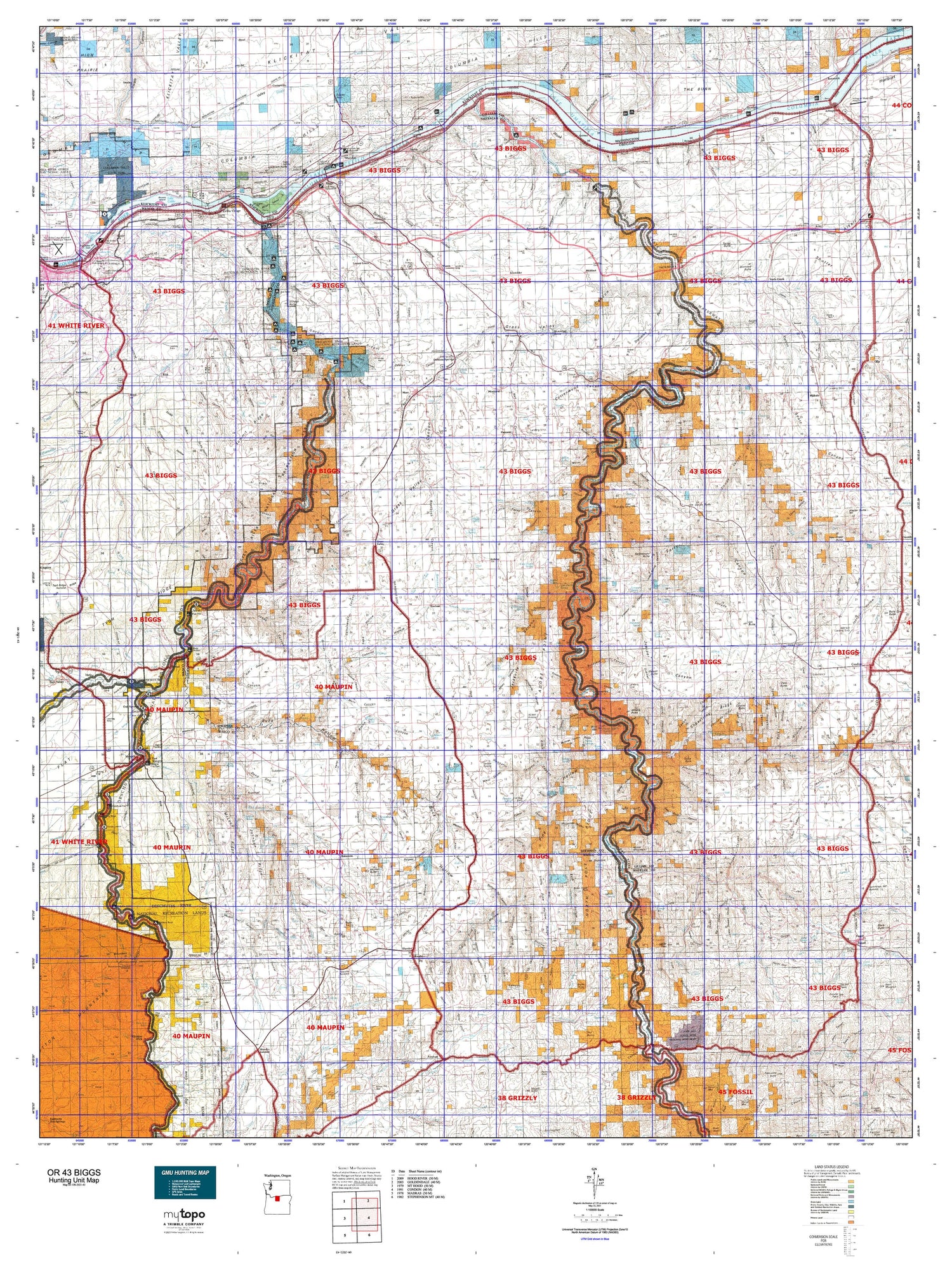Oregon GMU 43 Biggs Map Image
