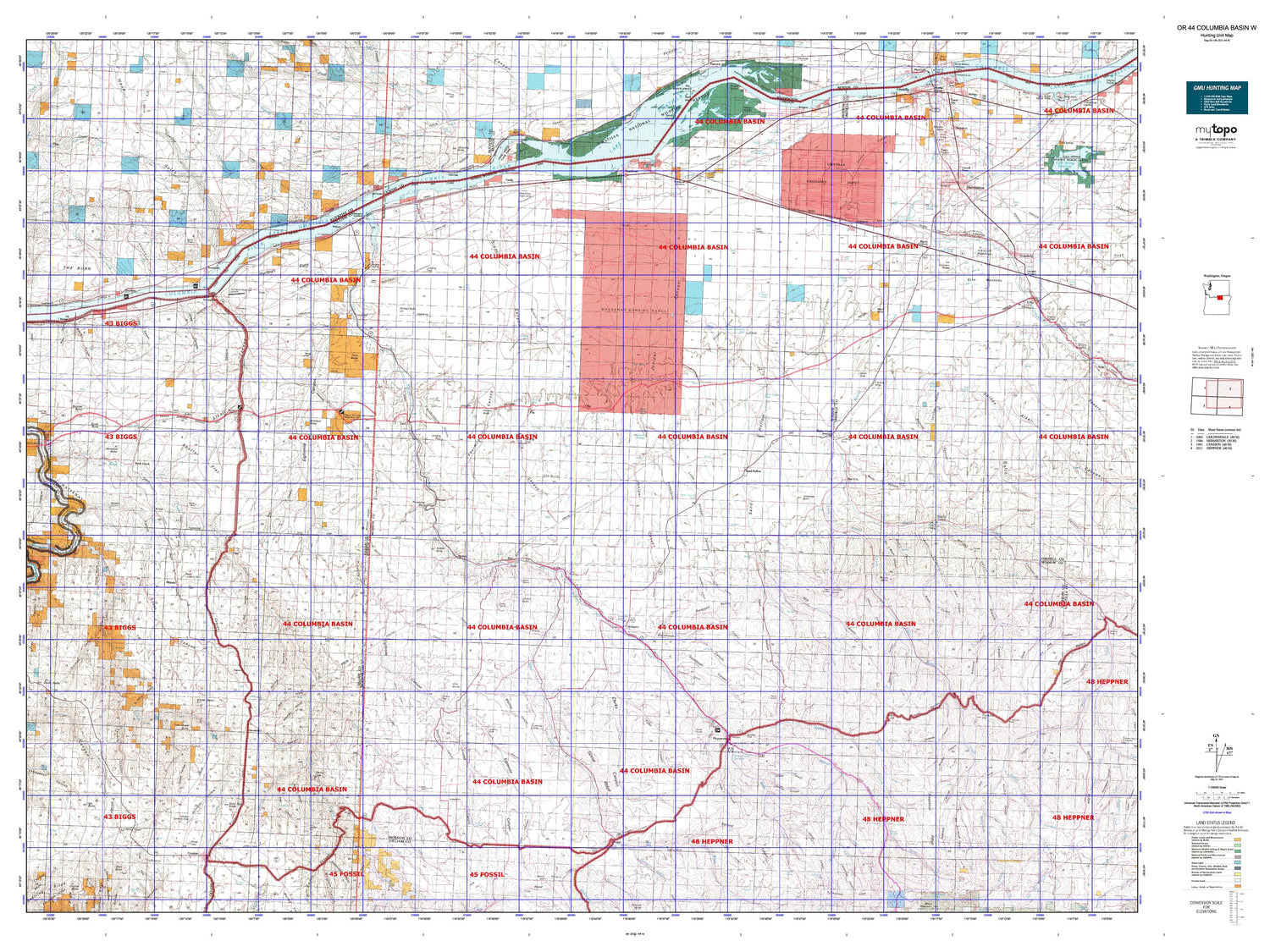 Oregon GMU 44 Columbia Basin W Map Image