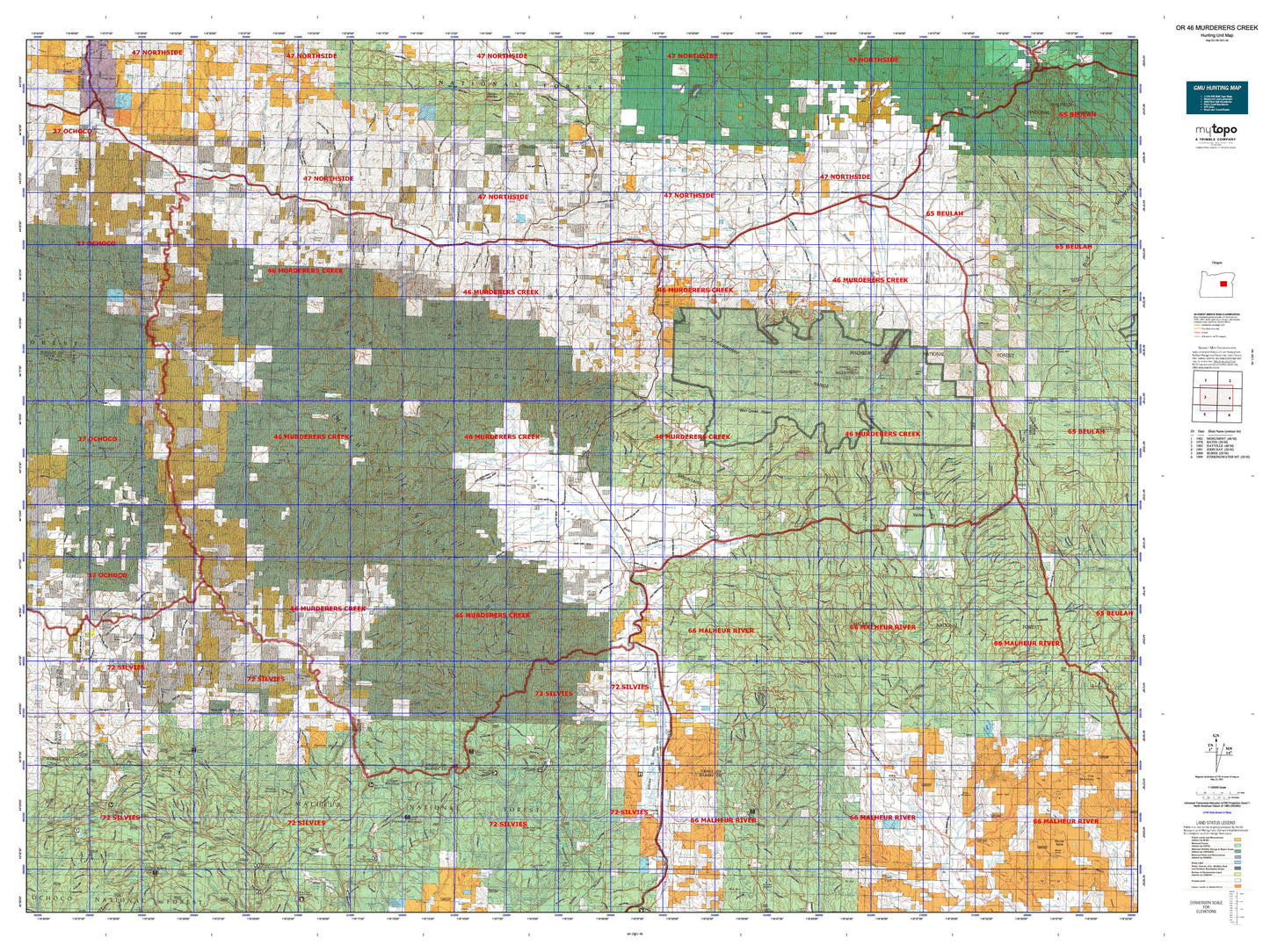 Oregon GMU 46 Murderers Creek Map Image