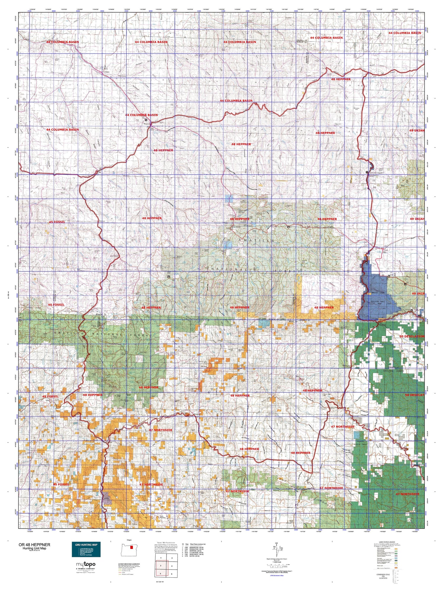 Oregon GMU 48 Heppner Map Image