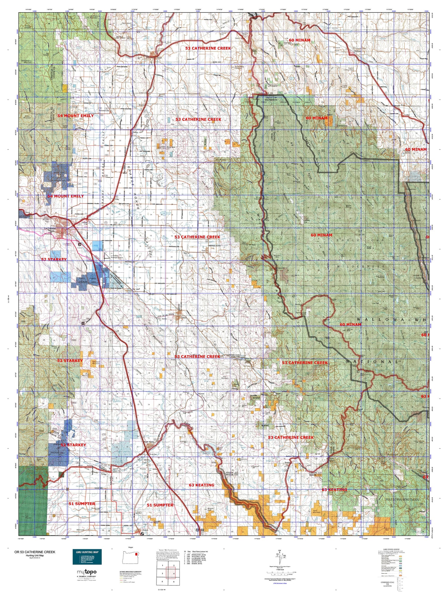 Oregon GMU 53 Catherine Creek Map Image
