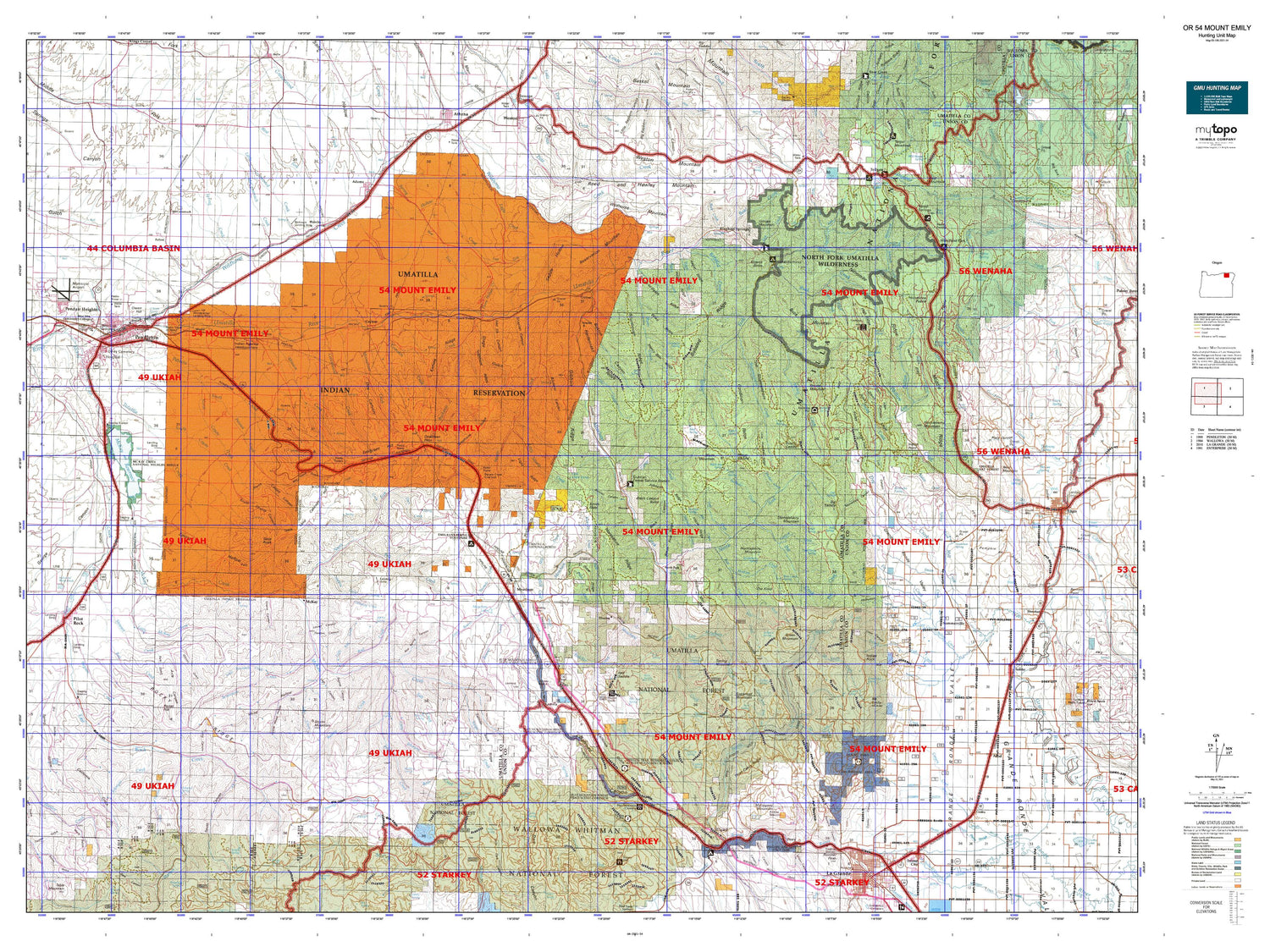 Oregon GMU 54 Mount Emily Map Image