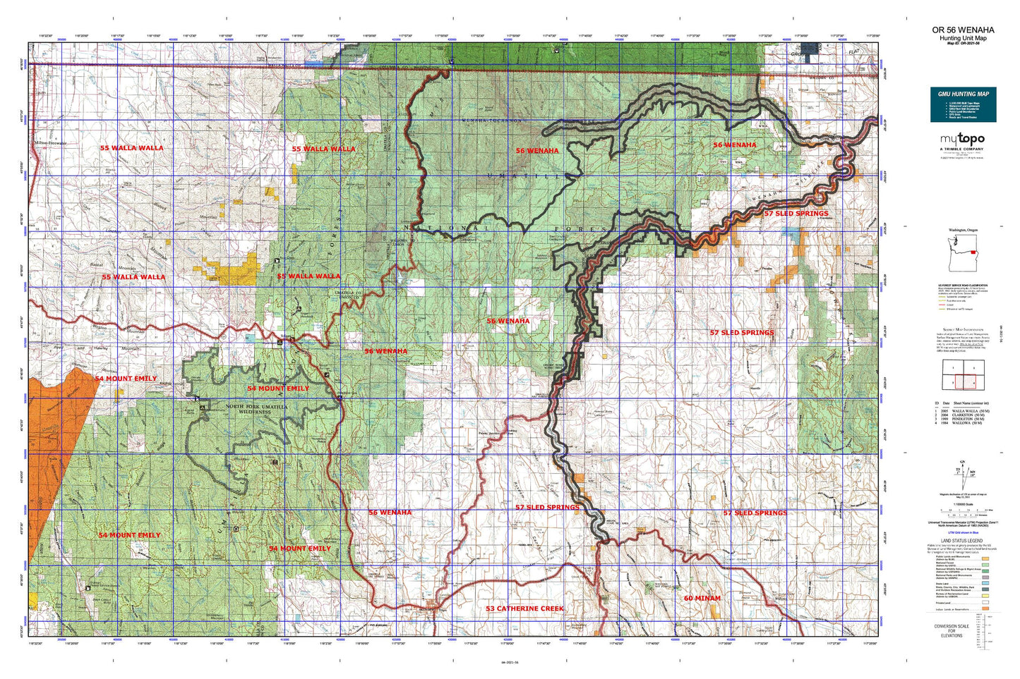 Oregon GMU 56 Wenaha Map Image