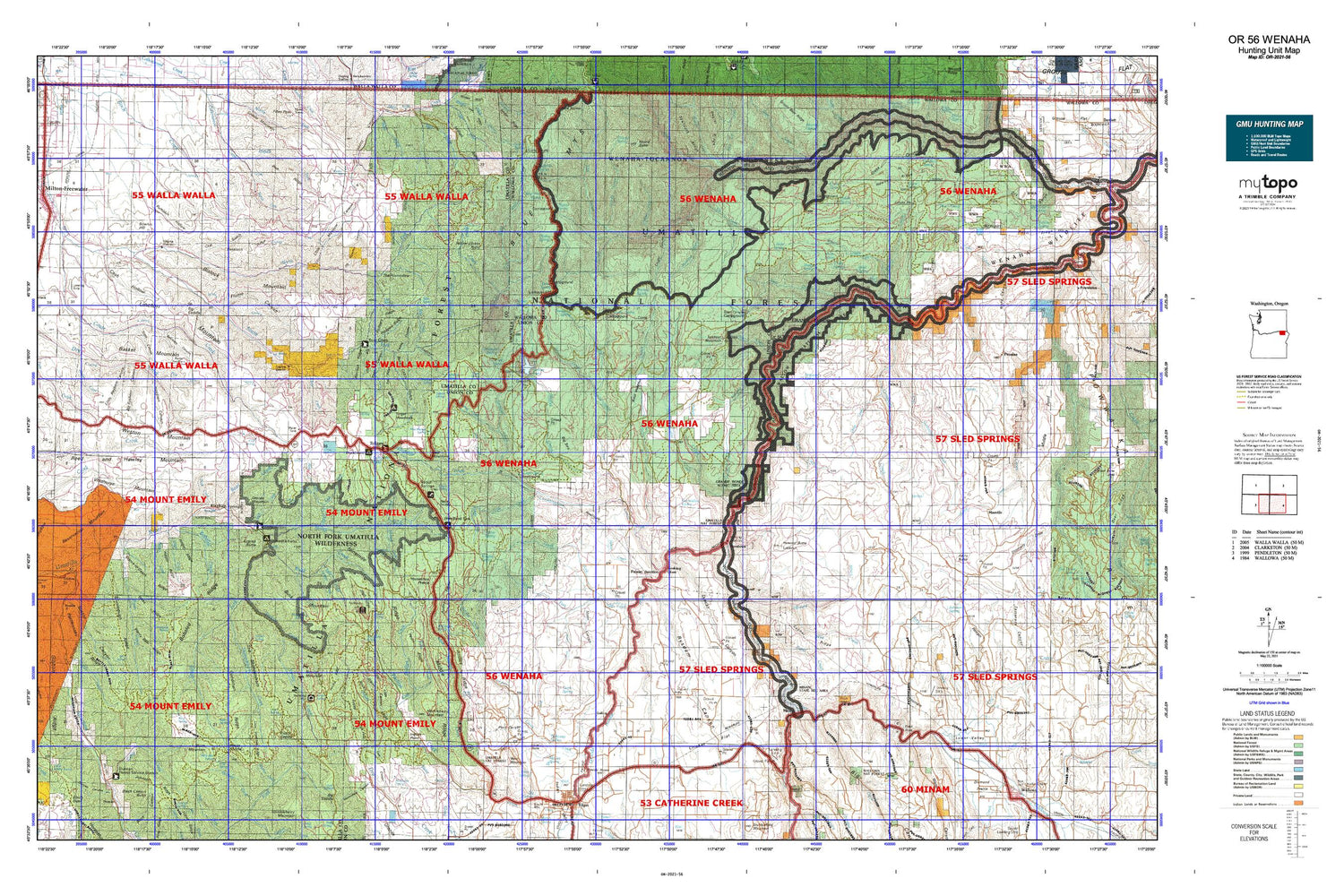 Oregon GMU 56 Wenaha Map Image