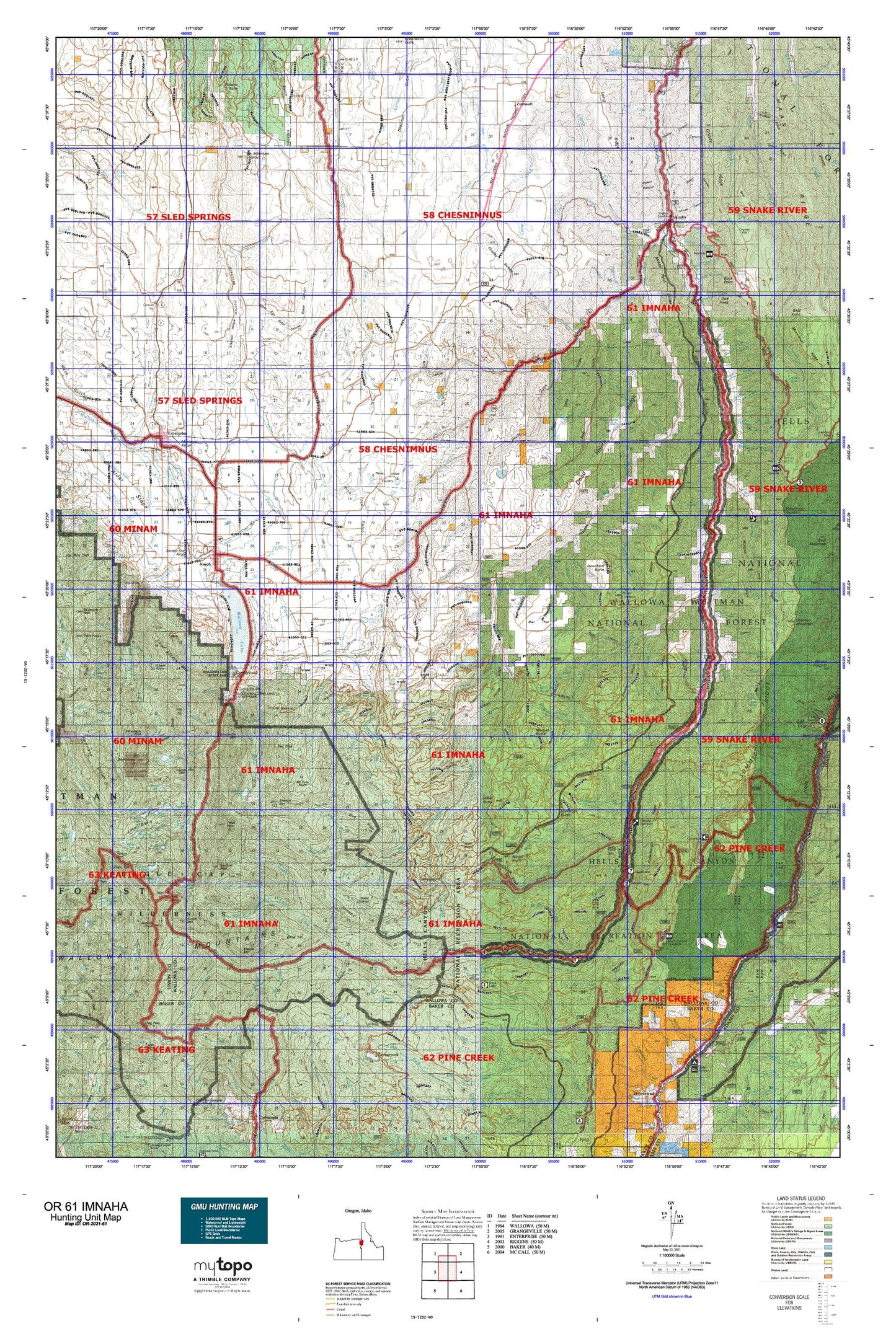 Oregon GMU 61 Imnaha Map Image