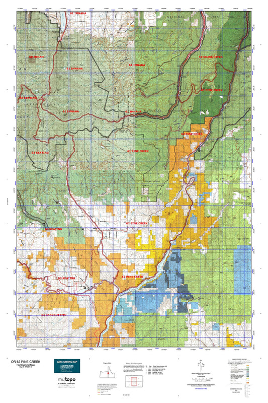 Oregon GMU 62 Pine Creek Map Image