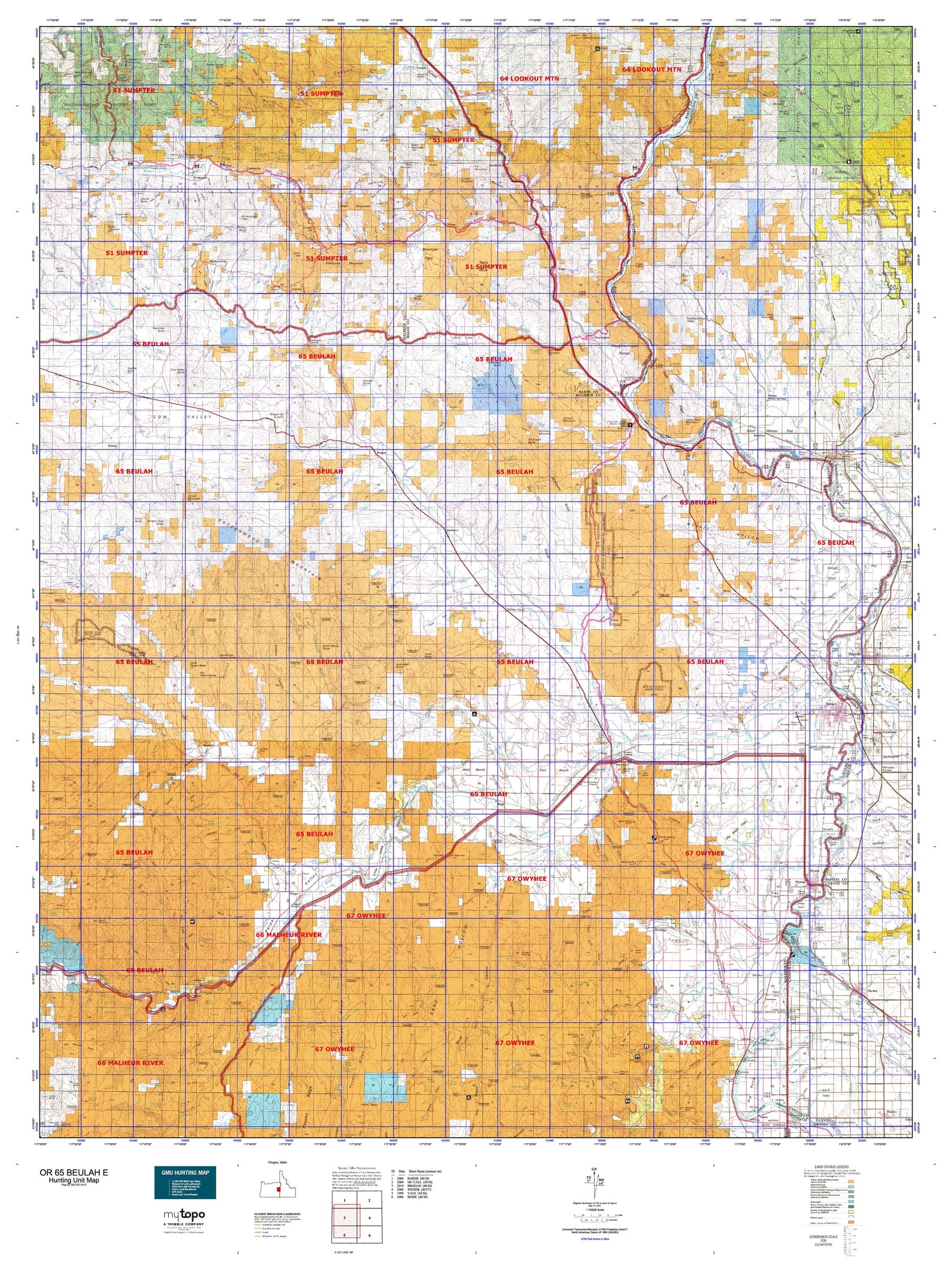 Oregon GMU 65 Beulah E Map Image