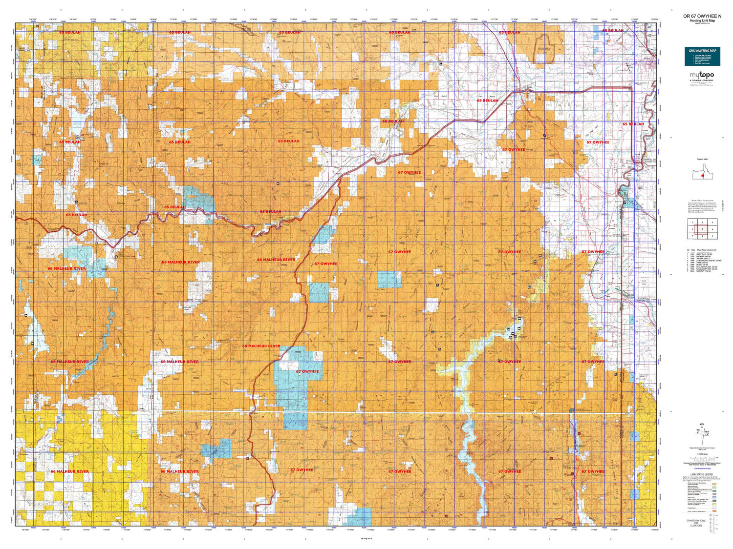 Oregon GMU 67 Owyhee N Map Image