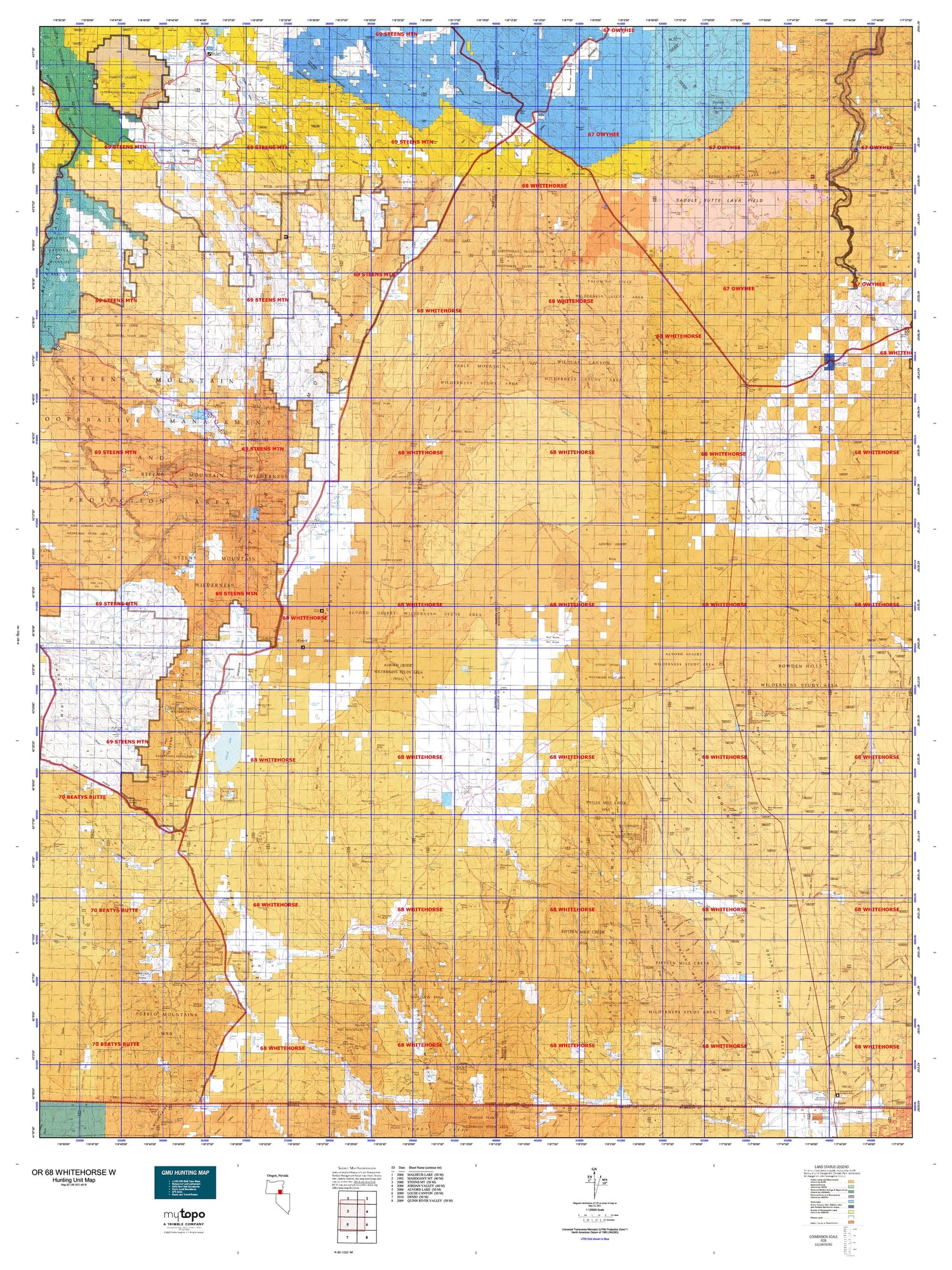 Oregon GMU 68 Whitehorse W Map Image