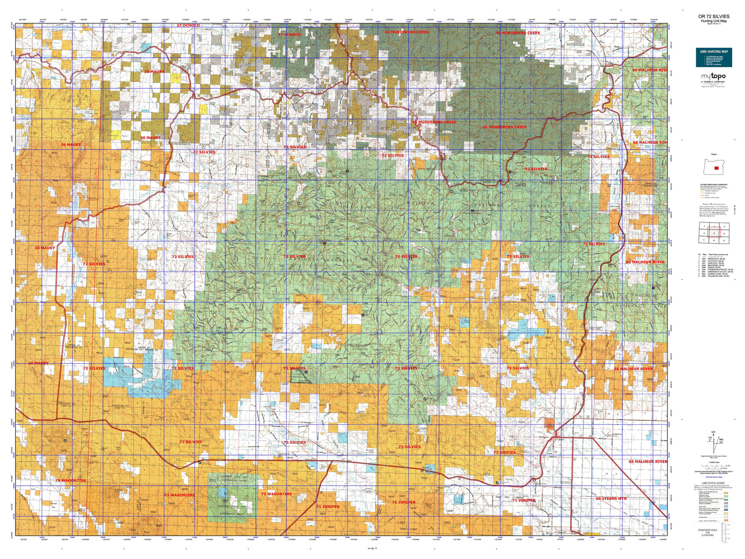 Oregon GMU 72 Silvies Map Image