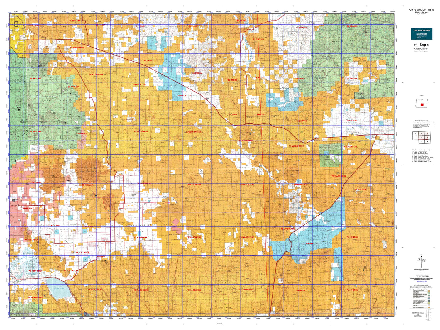 Oregon GMU 73 Wagontire N Map Image