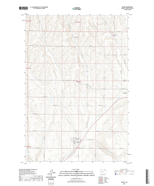 Adams Oregon US Topo Map Image