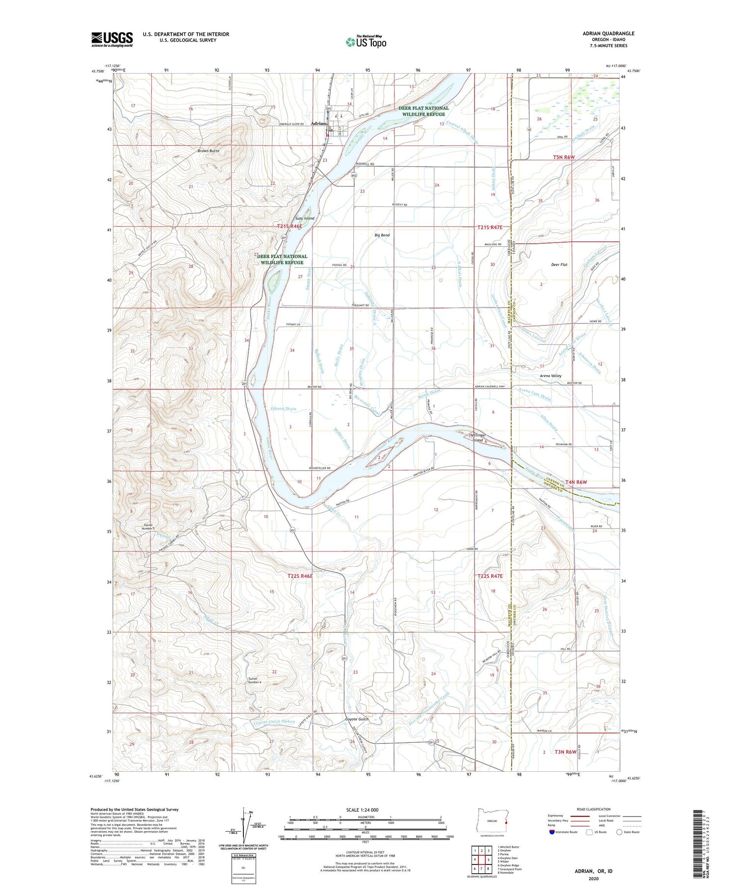 Adrian Oregon US Topo Map Image