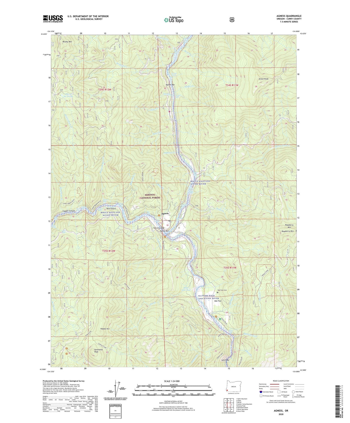 Agness Oregon US Topo Map Image