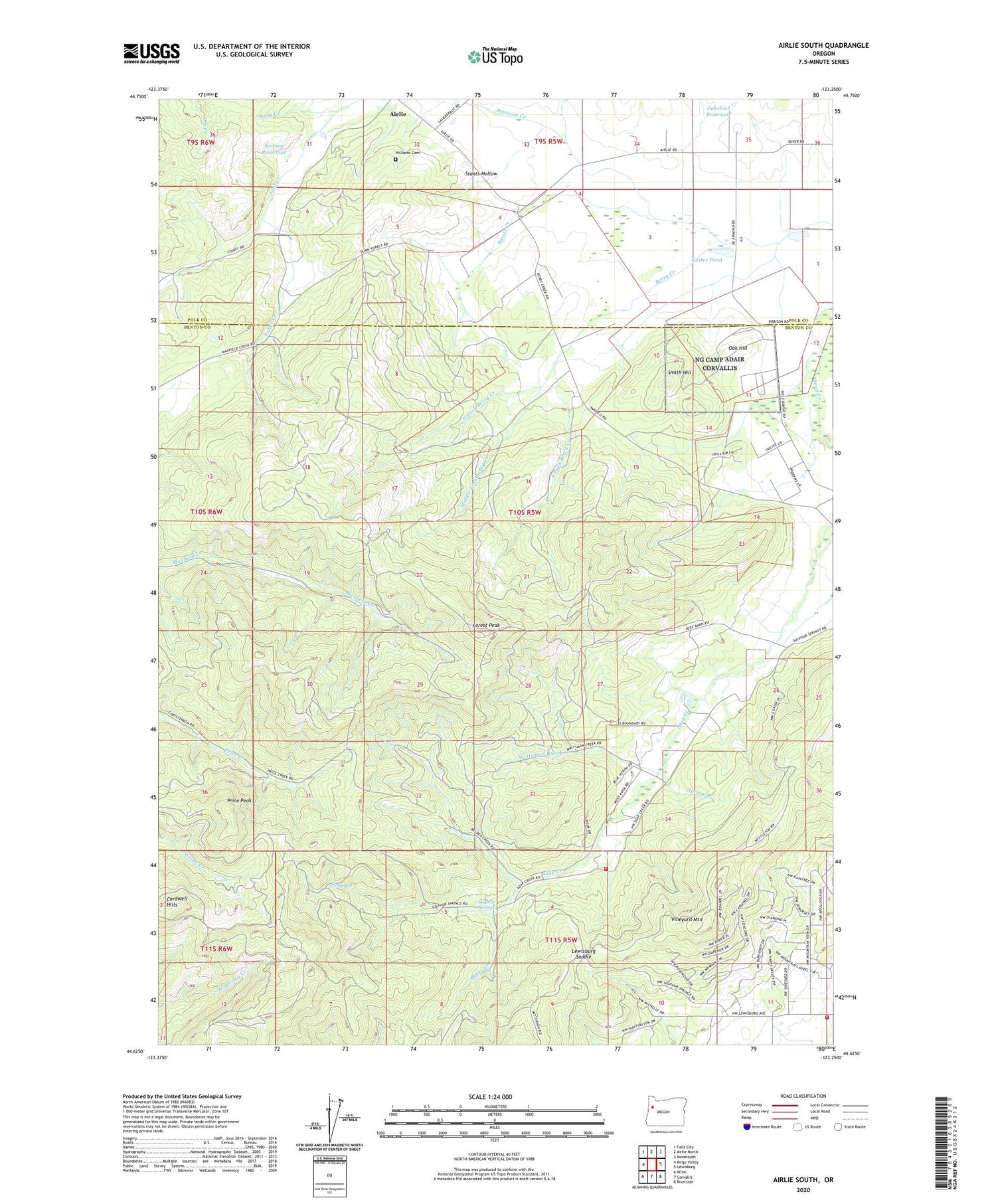 Airlie South Oregon US Topo Map Image