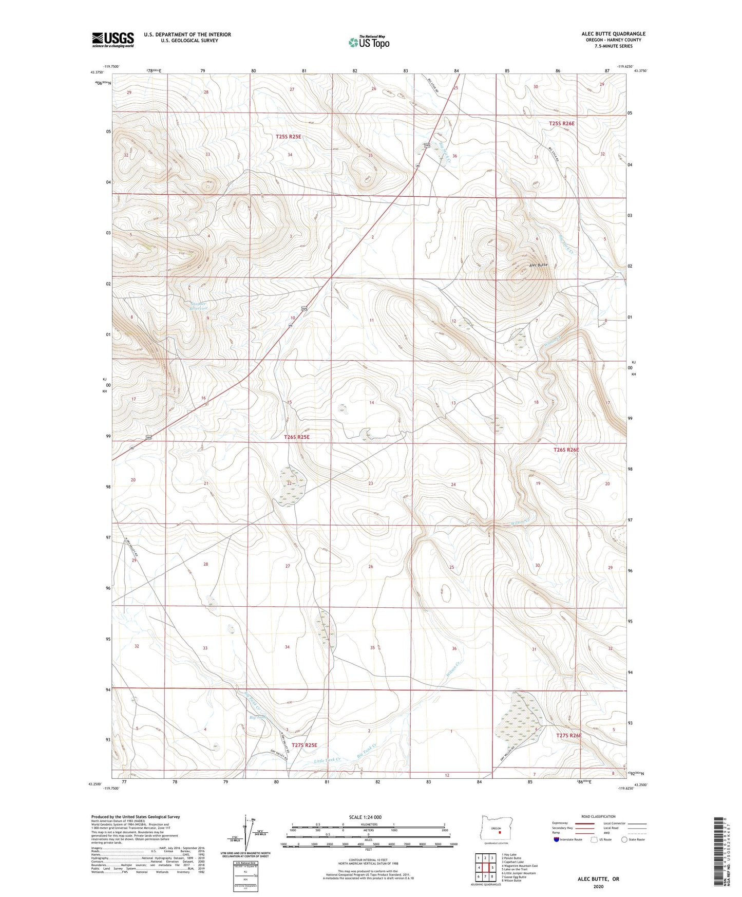 Alec Butte Oregon US Topo Map Image
