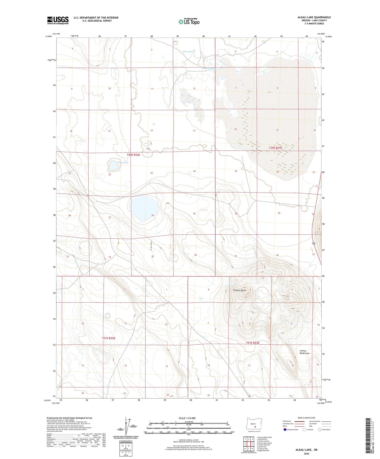 Alkali Lake Oregon US Topo Map Image