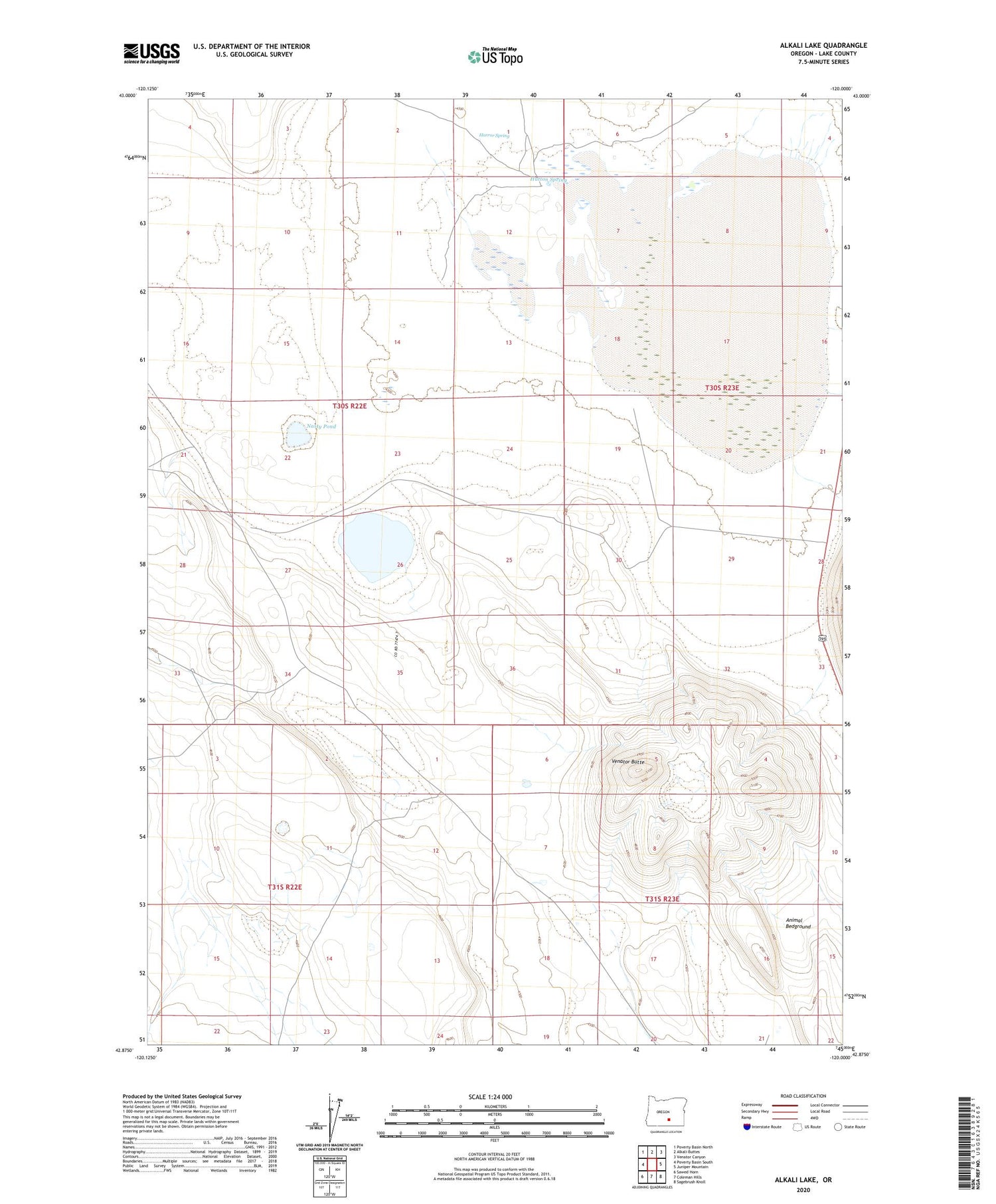 Alkali Lake Oregon US Topo Map Image