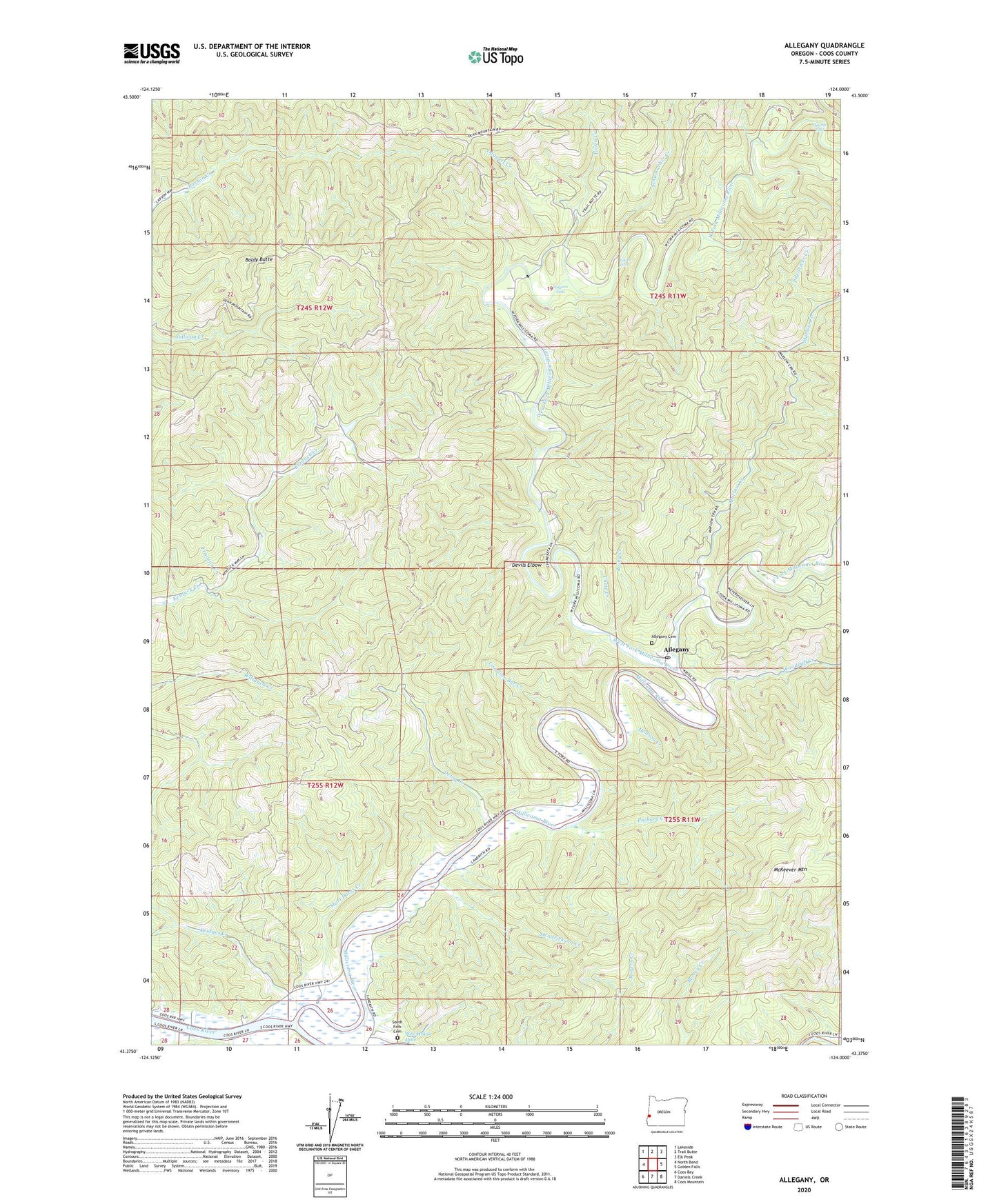 Allegany Oregon US Topo Map Image