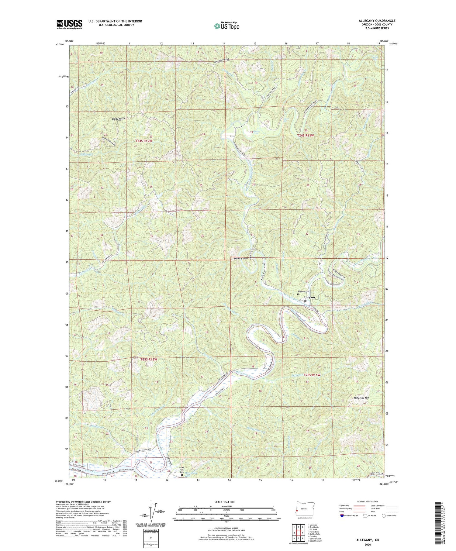 Allegany Oregon US Topo Map Image