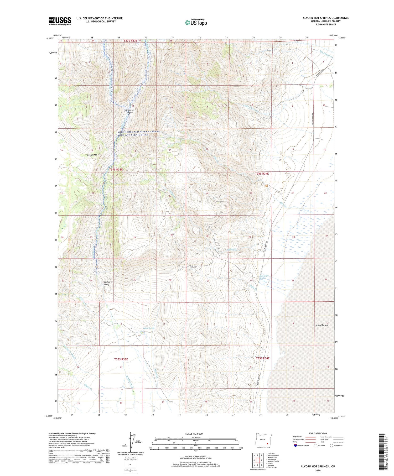 Alvord Hot Springs Oregon US Topo Map Image