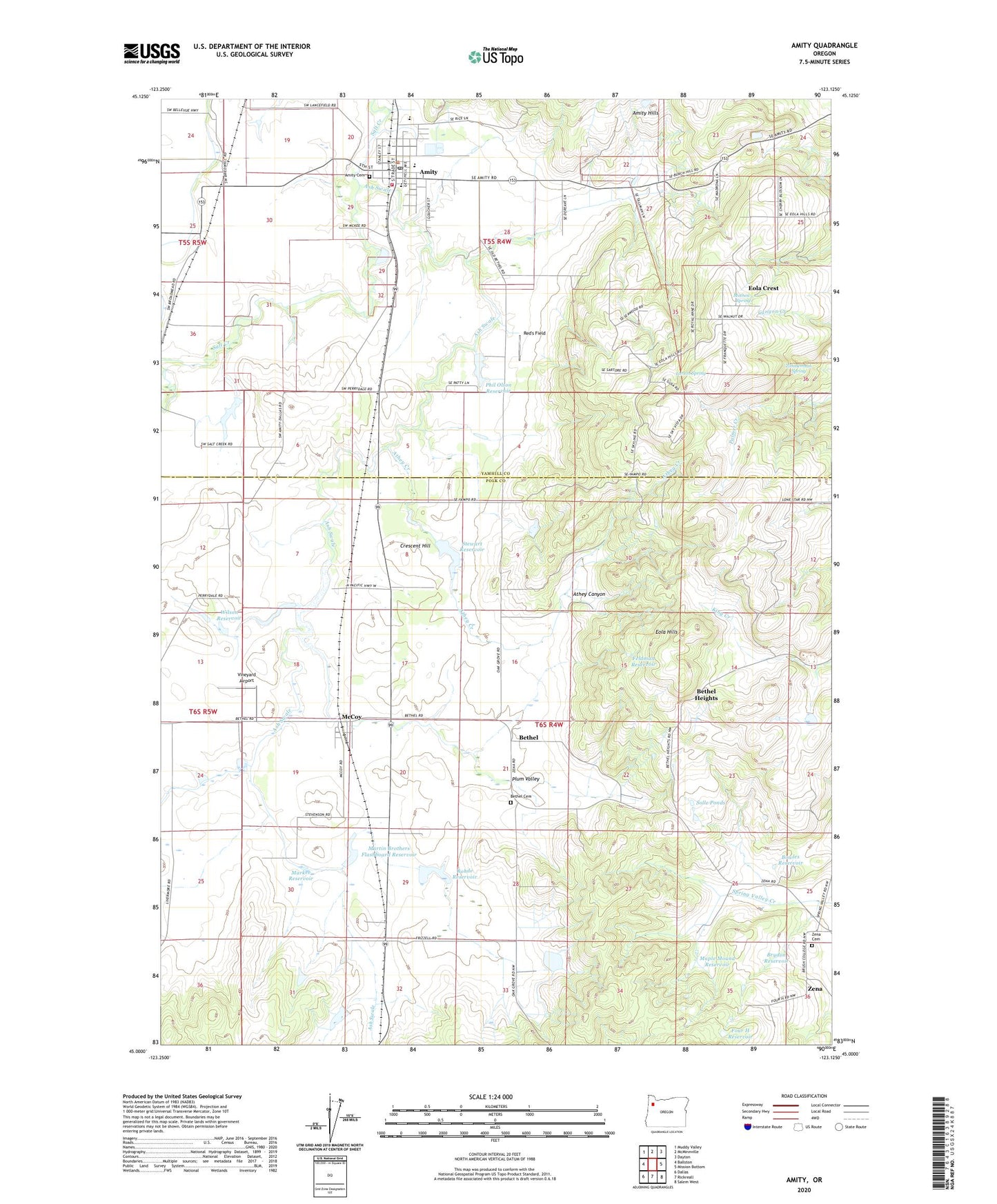 Amity Oregon US Topo Map Image