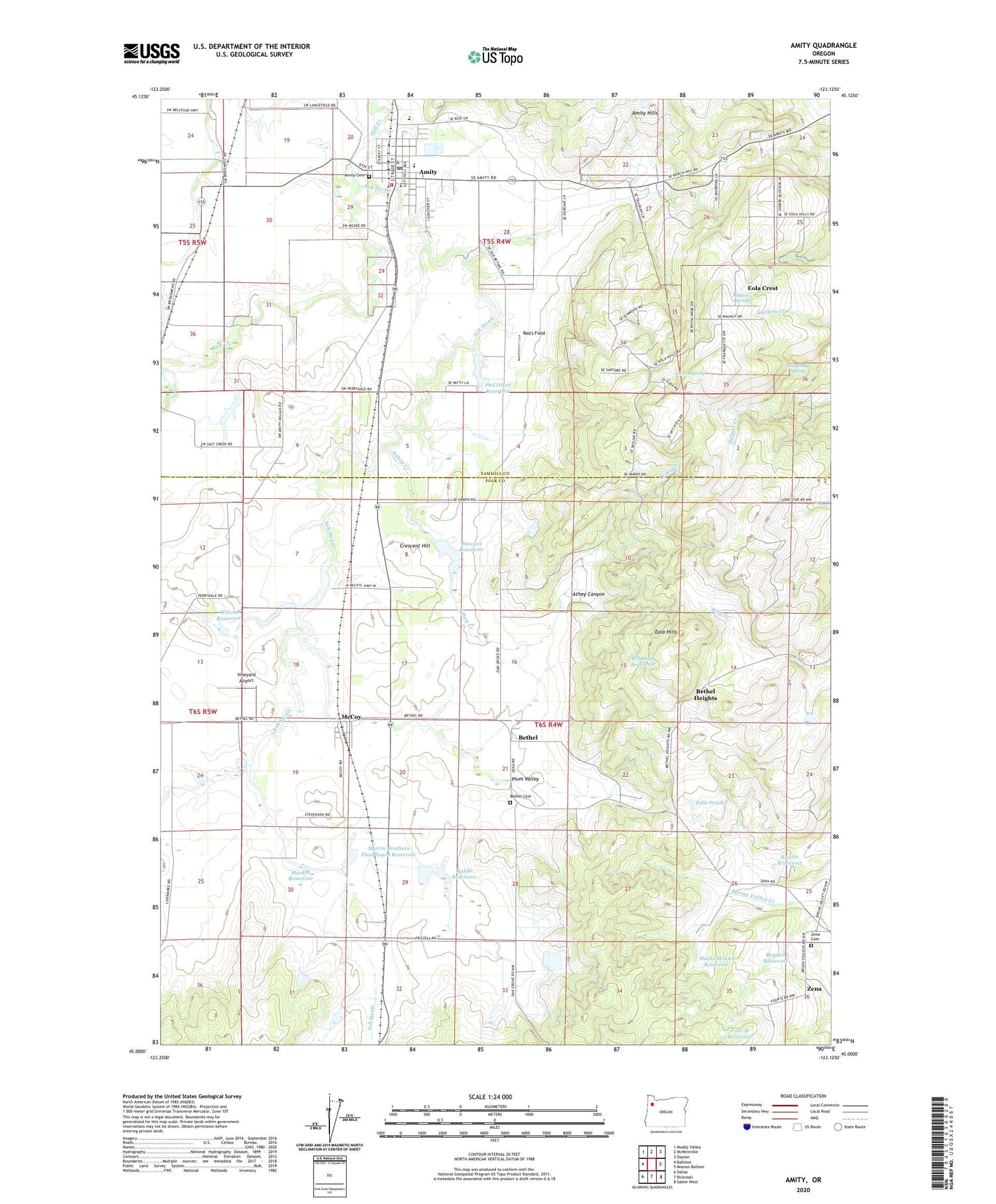 Amity Oregon US Topo Map Image