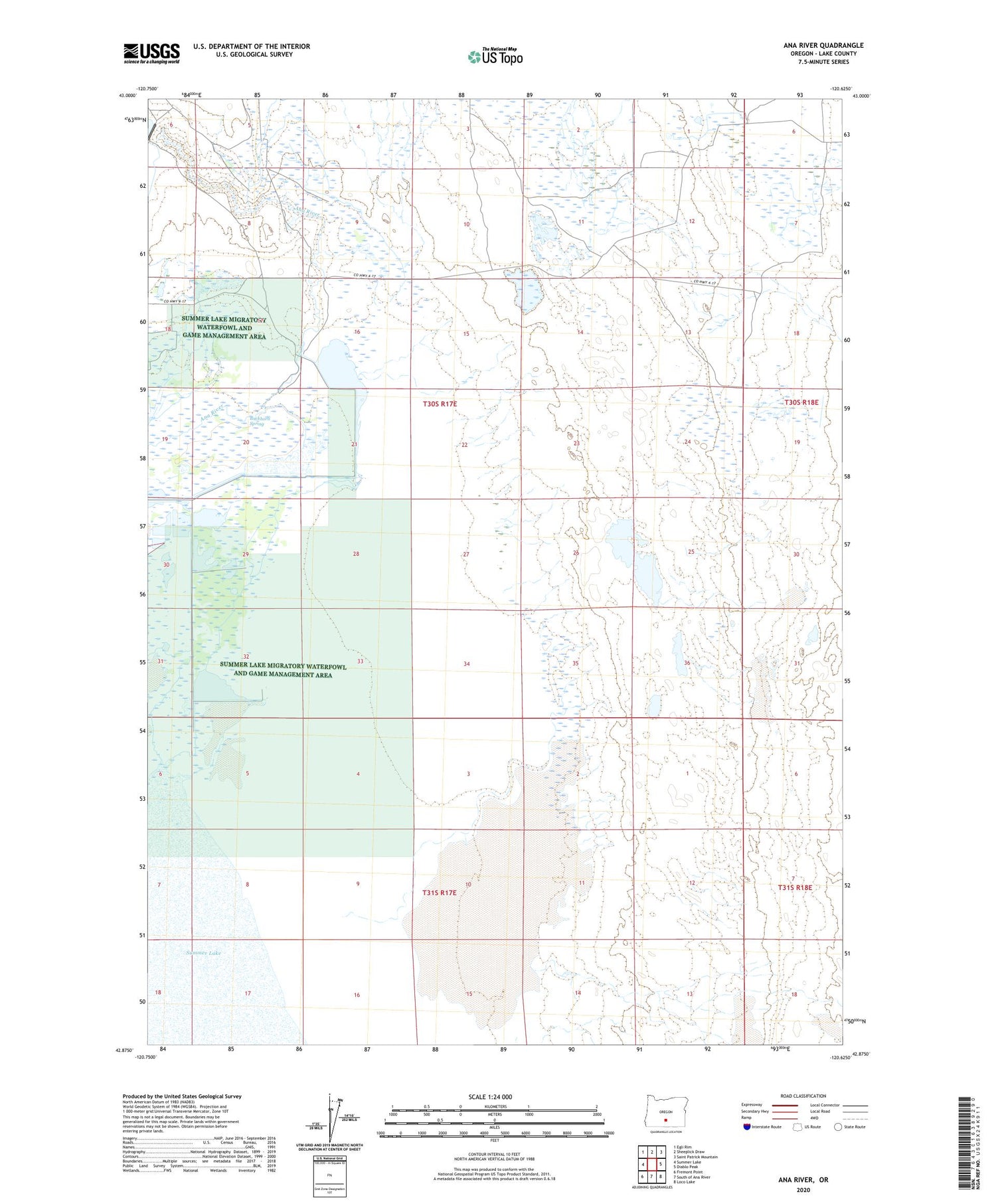 Ana River Oregon US Topo Map Image