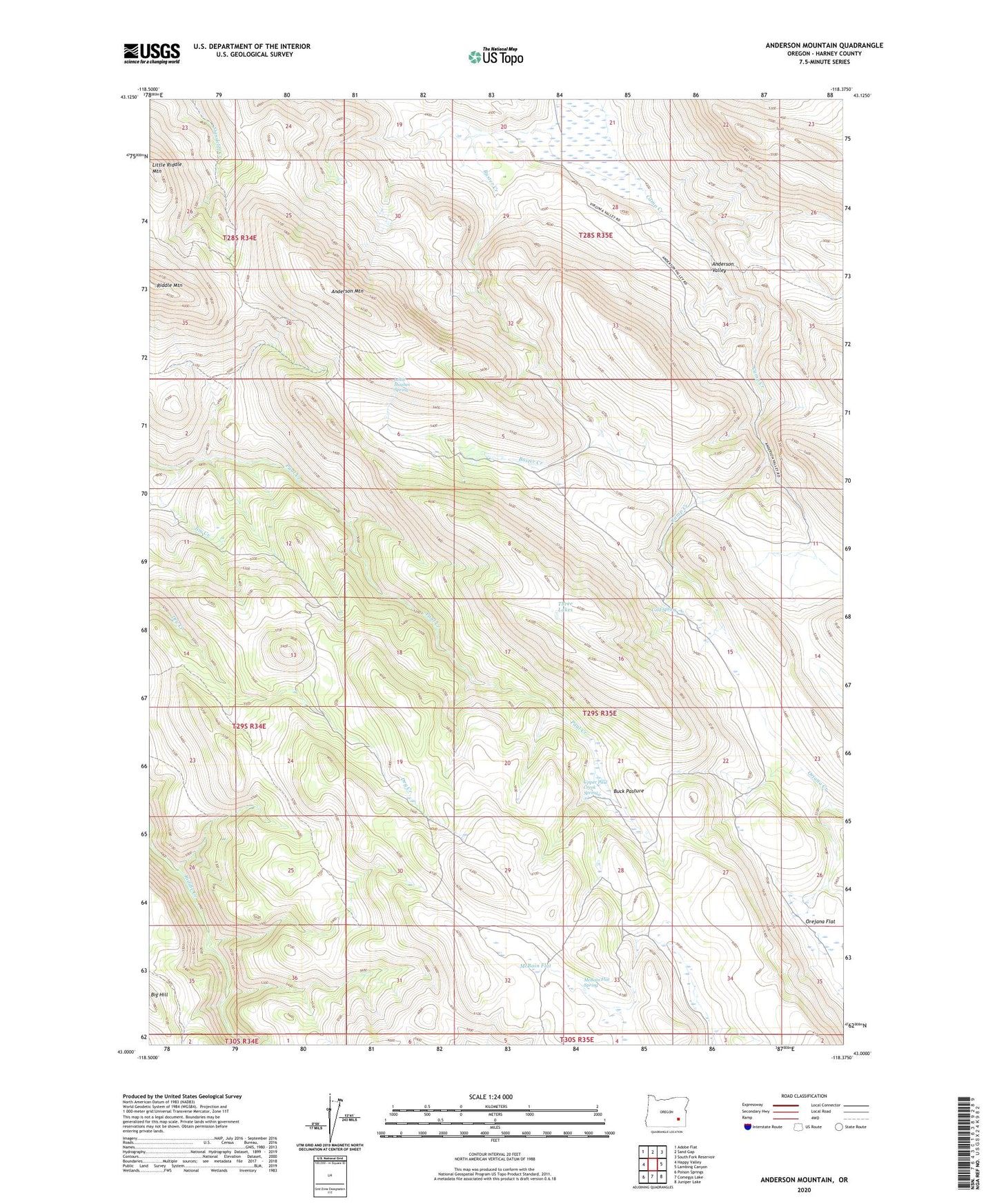 Anderson Mountain Oregon US Topo Map Image