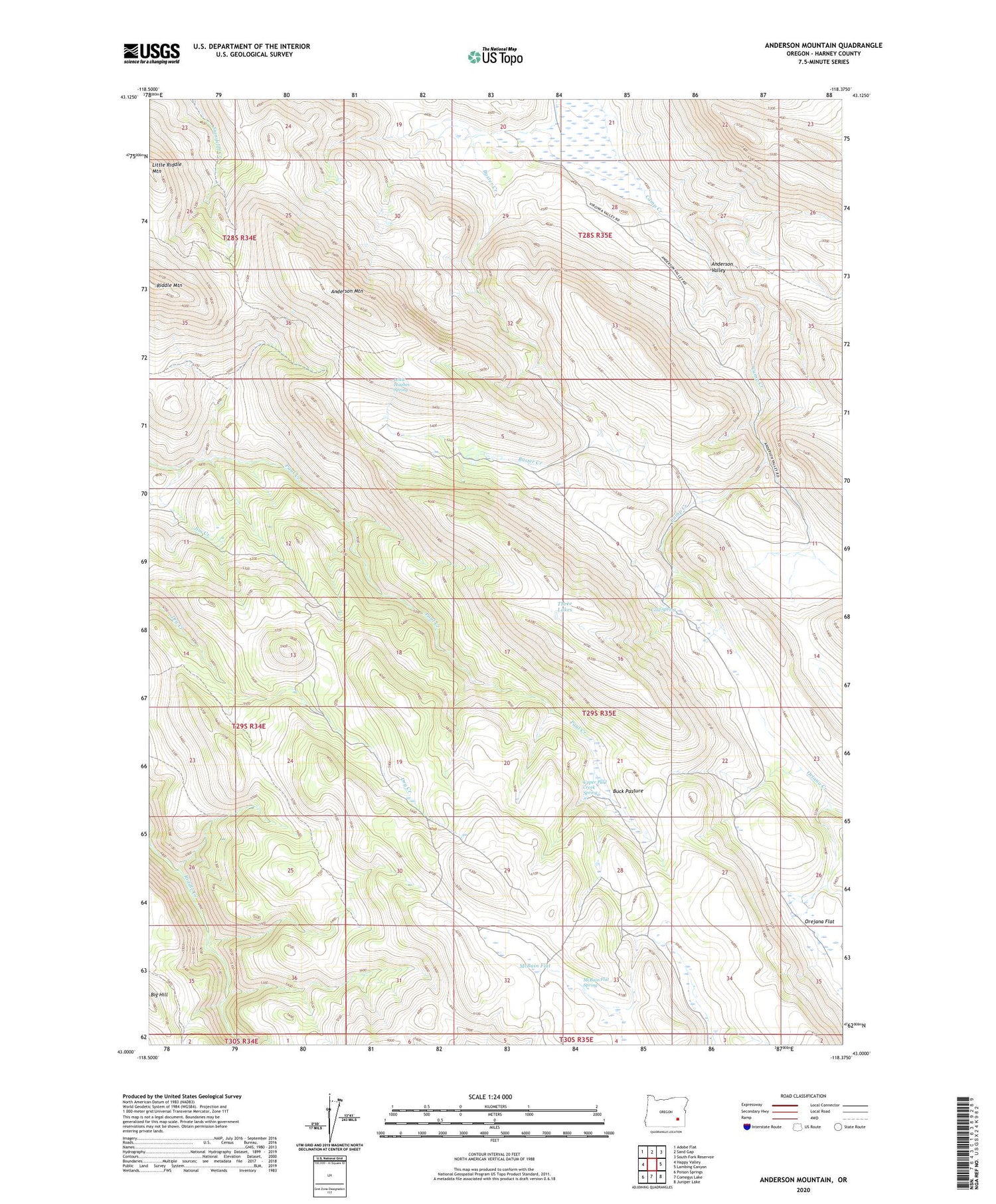 Anderson Mountain Oregon US Topo Map Image