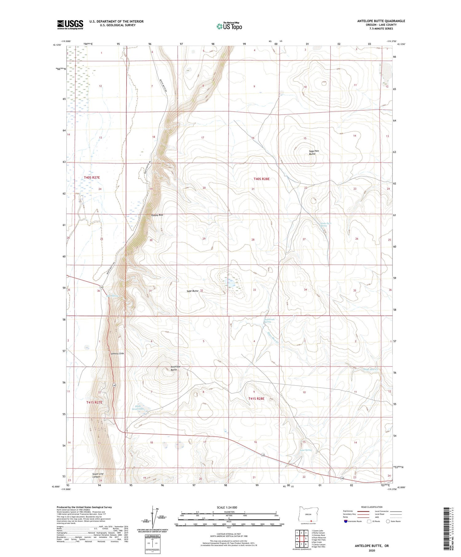 Antelope Butte Oregon US Topo Map Image