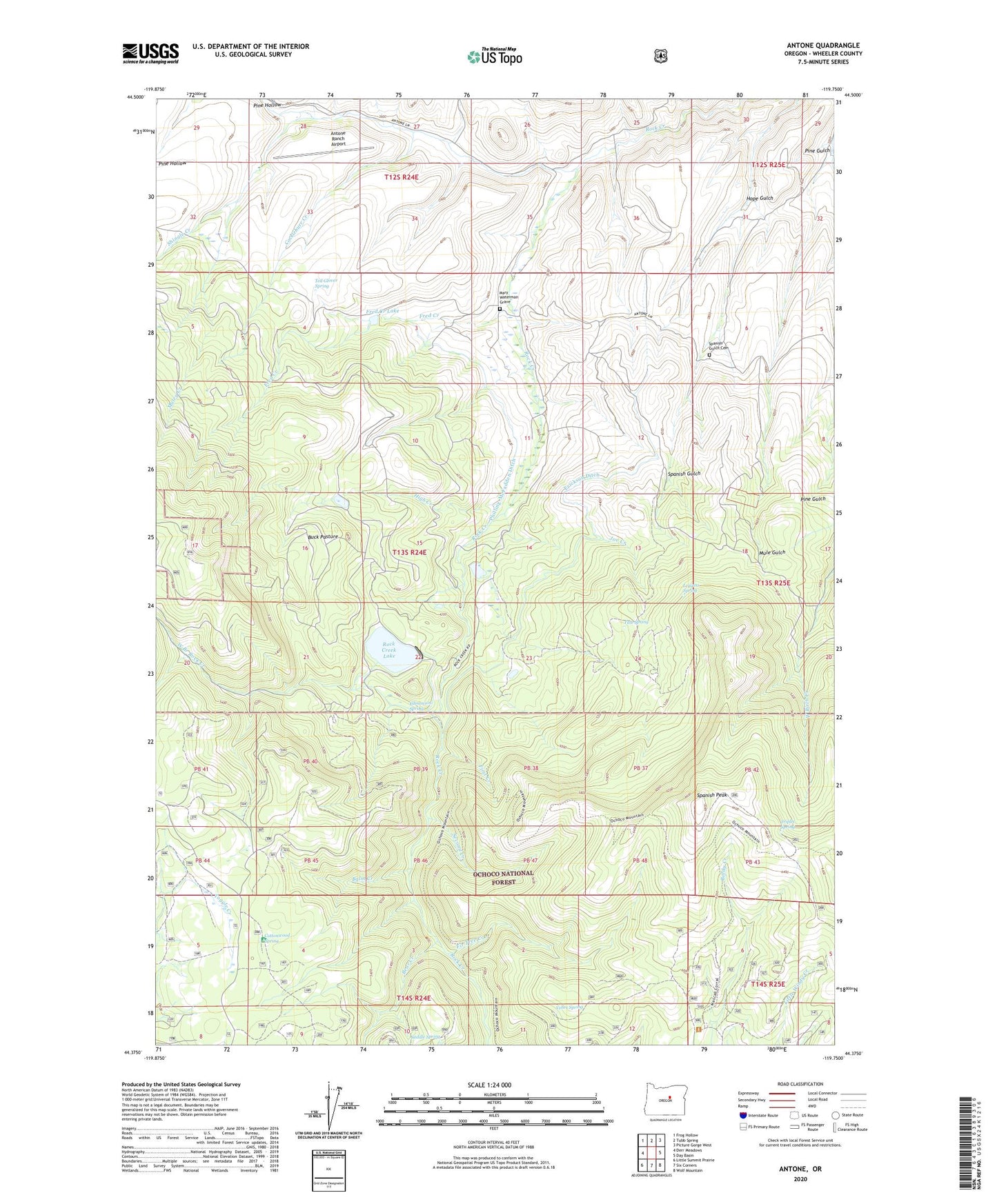Antone Oregon US Topo Map Image