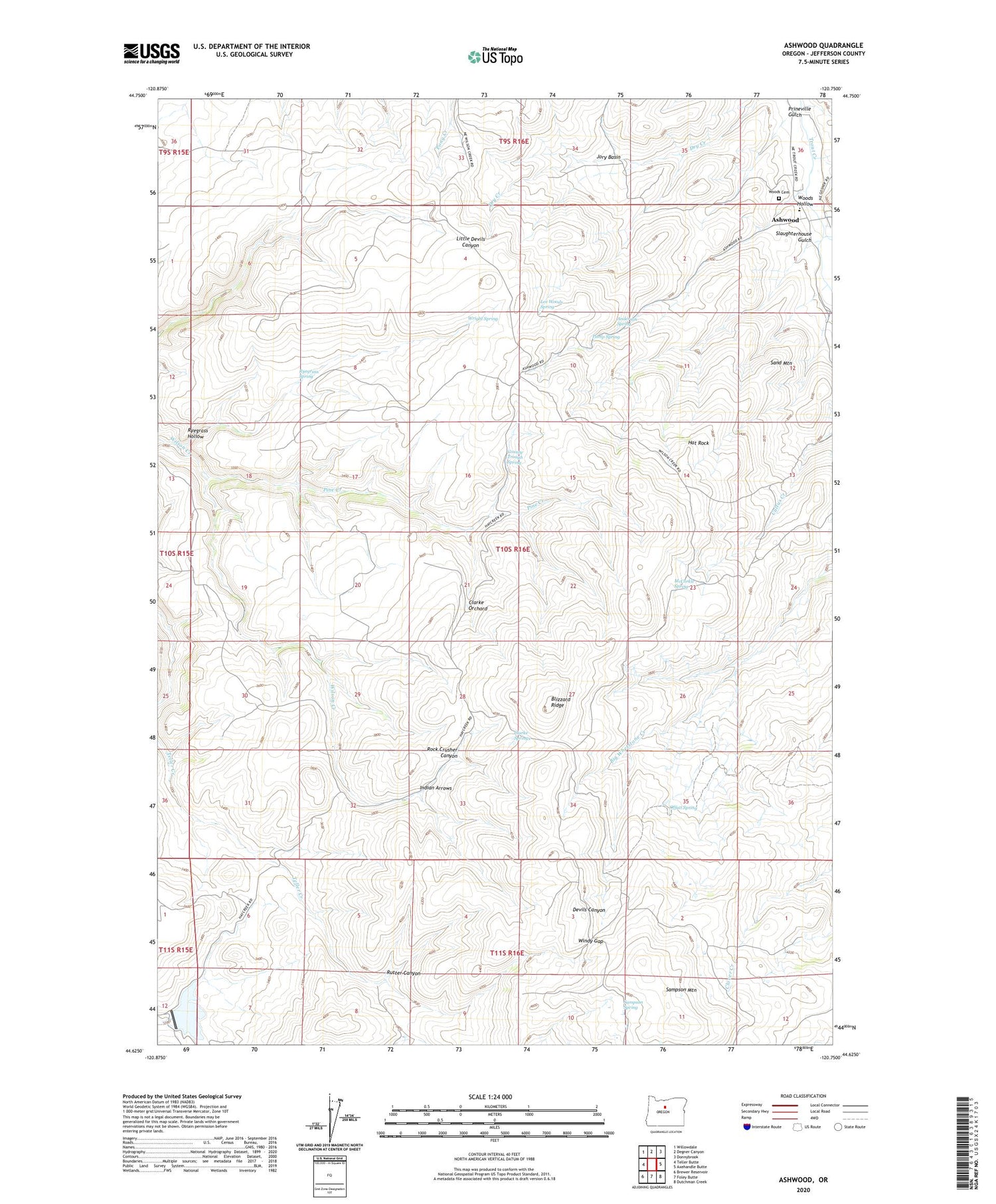 Ashwood Oregon US Topo Map Image