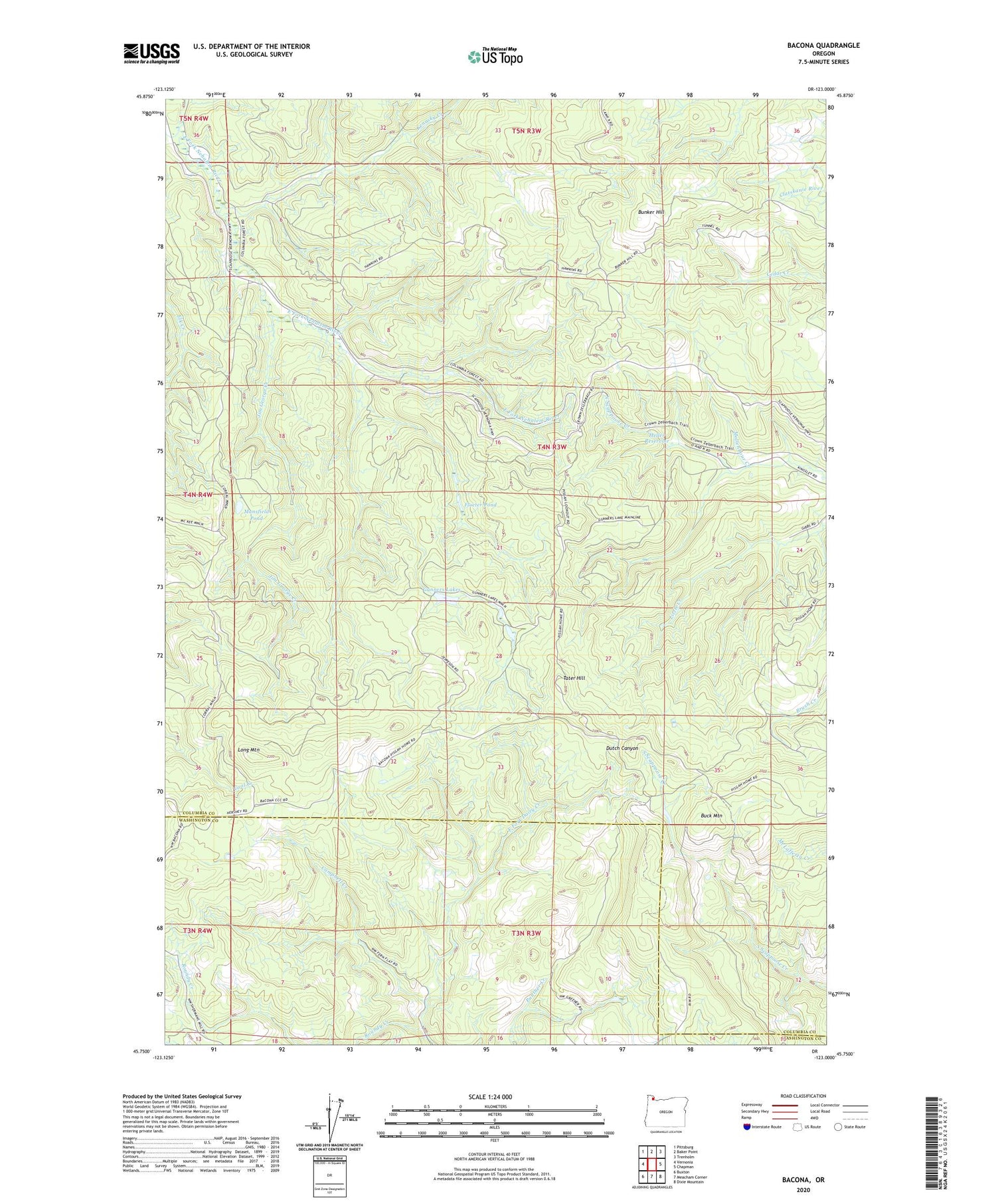 Bacona Oregon US Topo Map Image