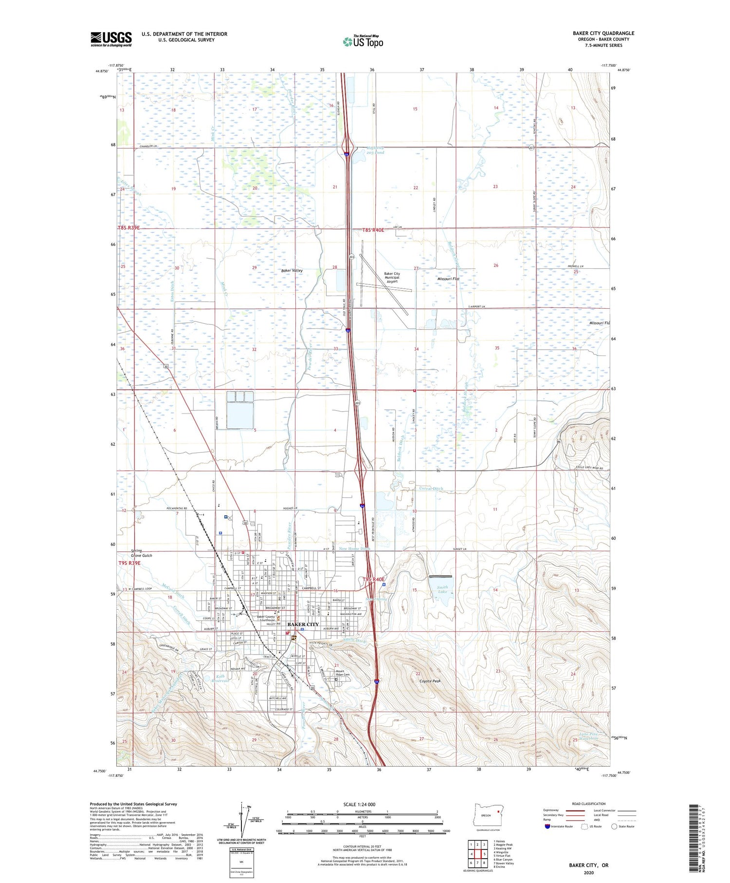 Baker City Oregon US Topo Map Image