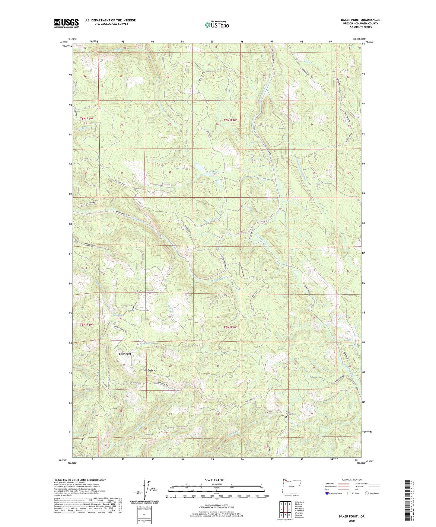 Baker Point Oregon US Topo Map Image