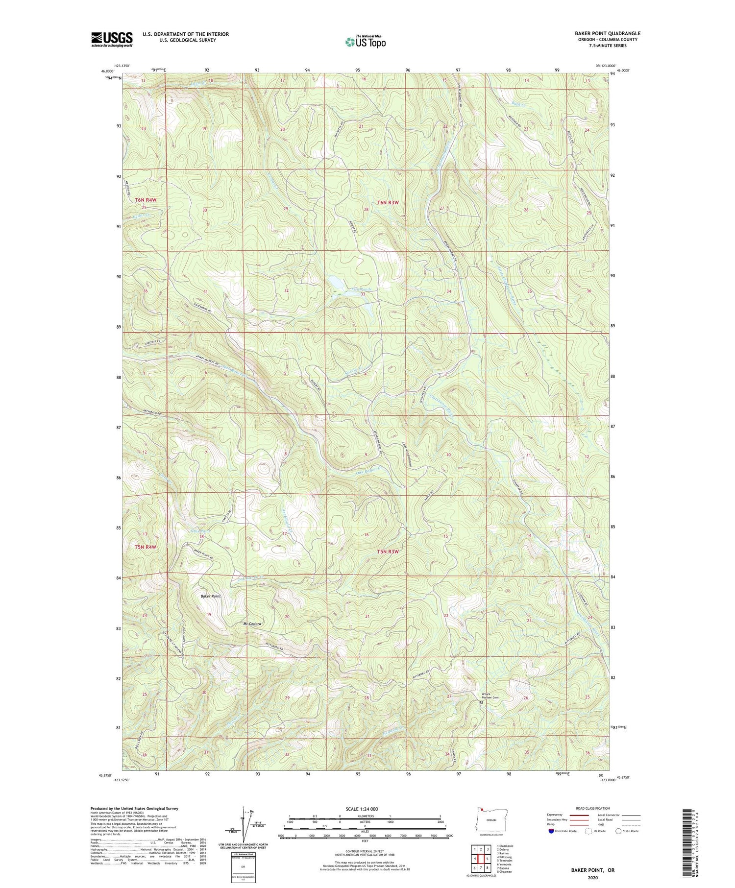 Baker Point Oregon US Topo Map Image